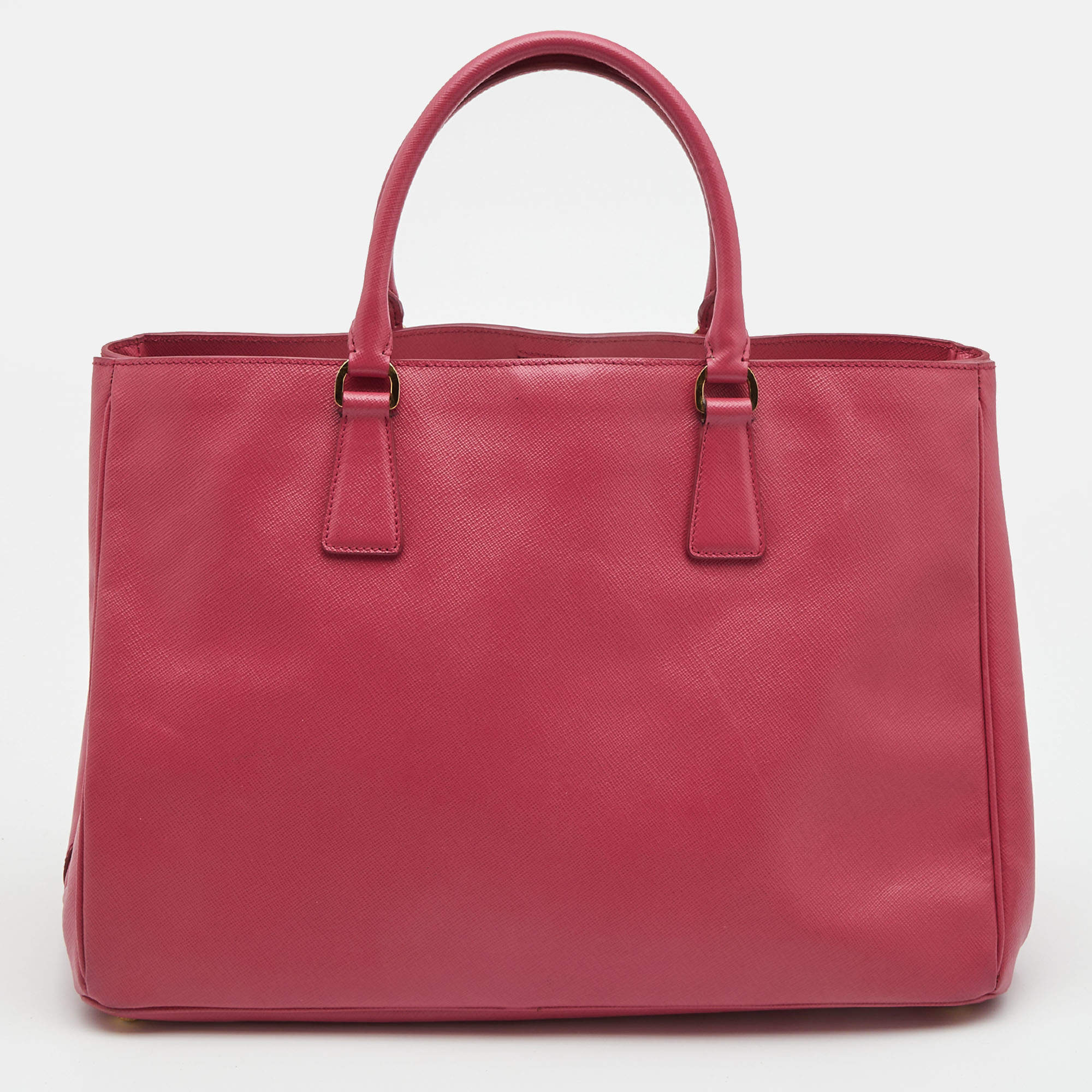 PRADA Galleria Large Double Zip Saffiano Leather Tote Bag Pink