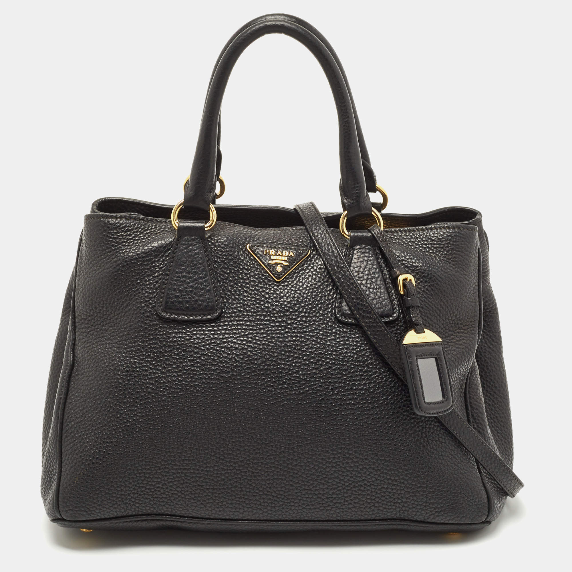 Pre Owned Prada Black Vitello Daino Leather Tote