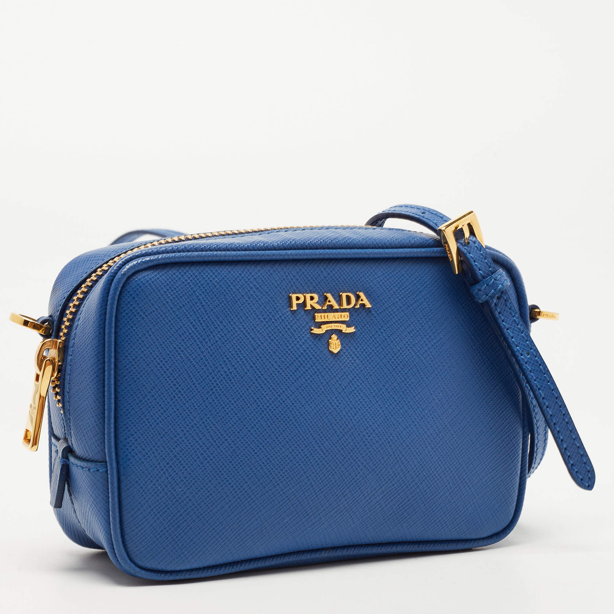 Prada Saffiano Lux Crossbody Bag - Blue Crossbody Bags, Handbags