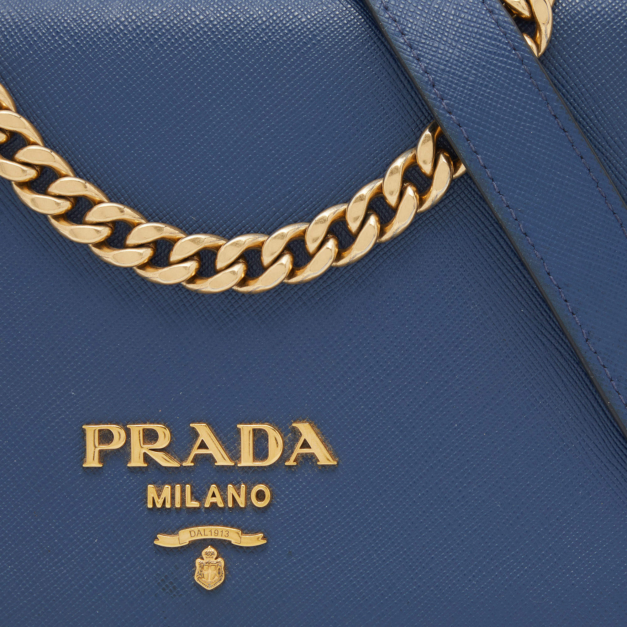 Prada Navy Blue Soft Calf And Saffiano Lux Leather Flap Crossbody Bag Prada