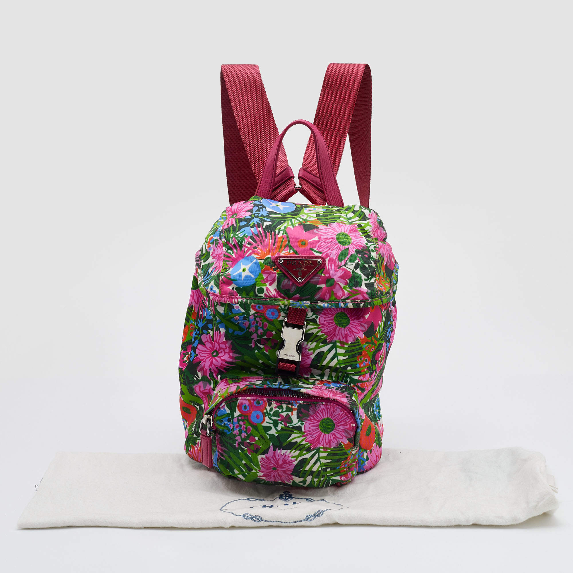 Prada floral backpack best sale