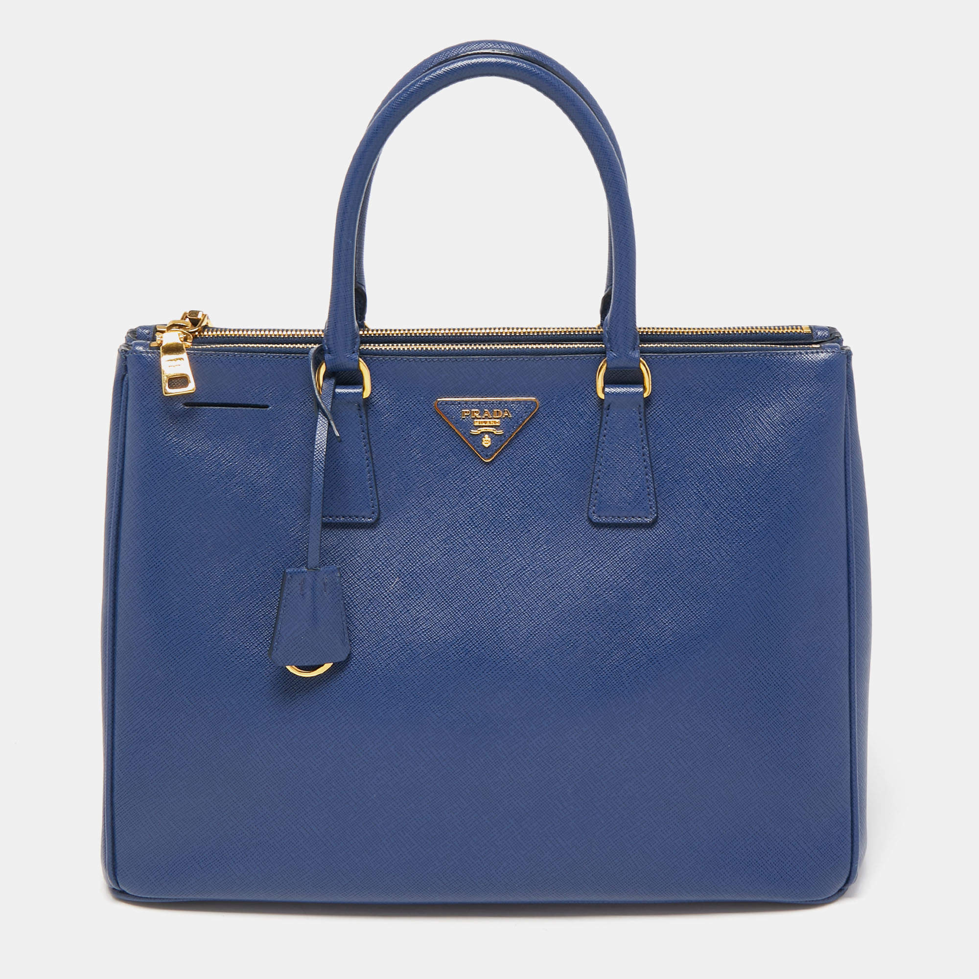 Prada - Women's Saffiano Leather Handbag Tote - Blue - Synthetic