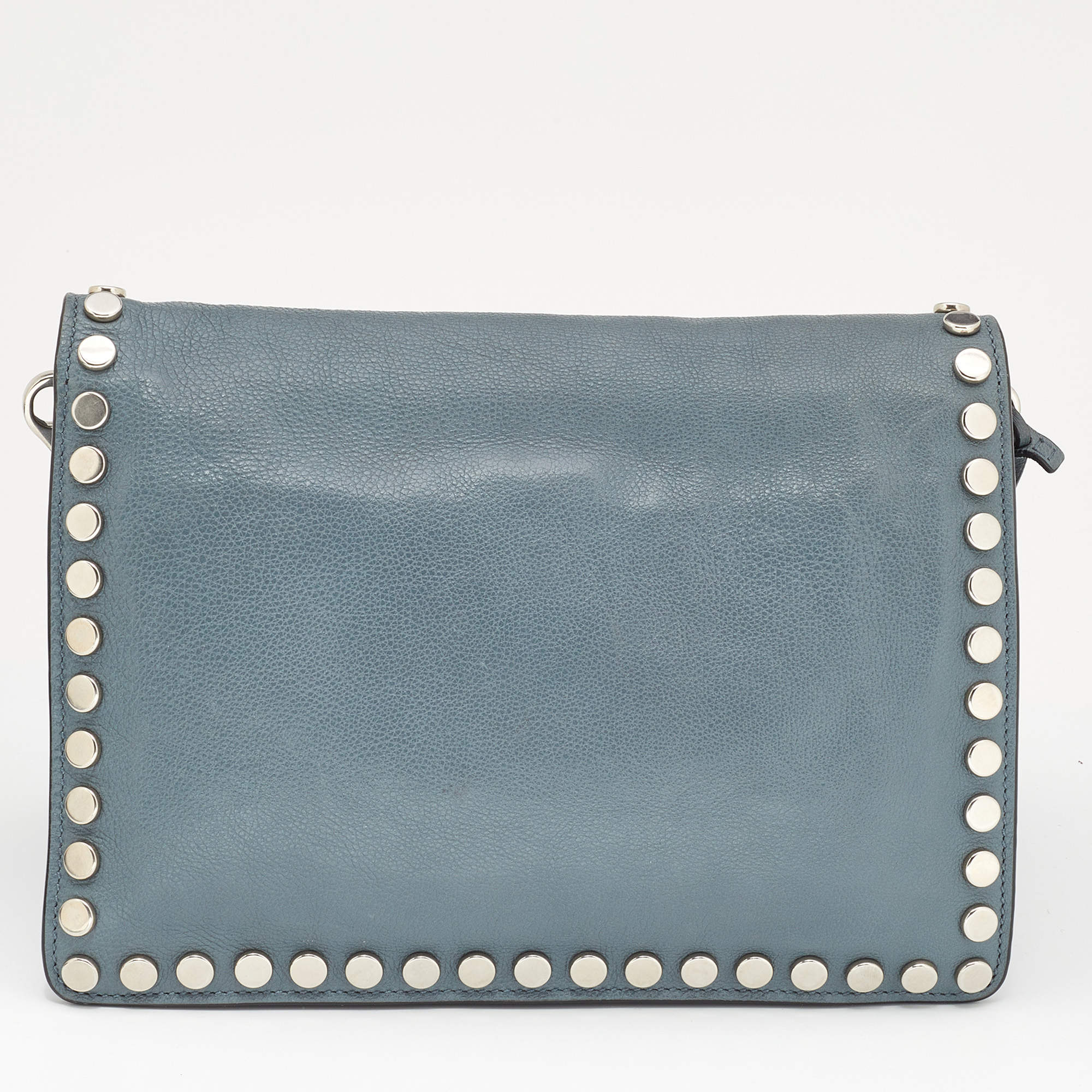 Prada Grey Leather Studded Etiquette Crossbody Bag