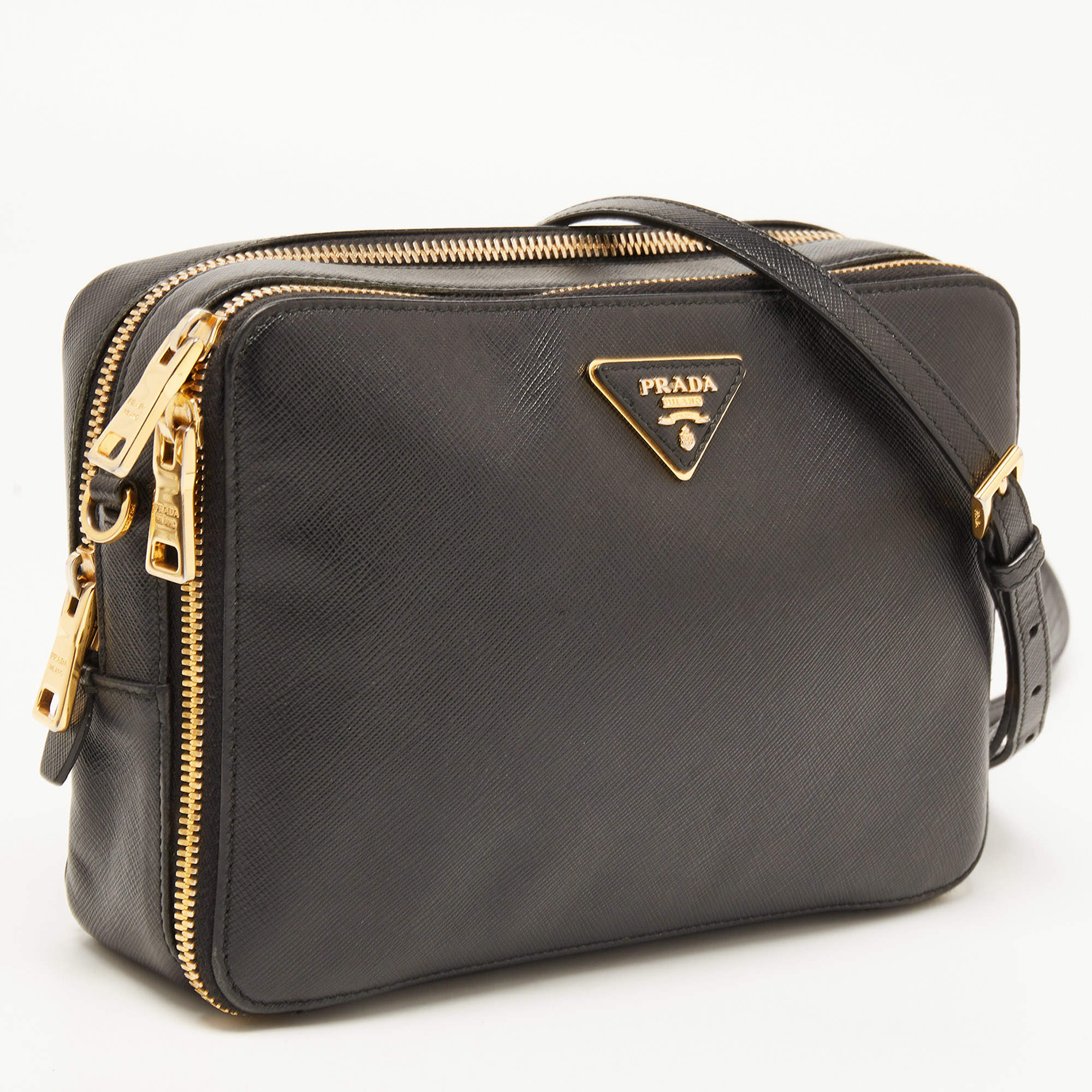 PRADA Saffiano Lux Crossbody Bag Black 694049