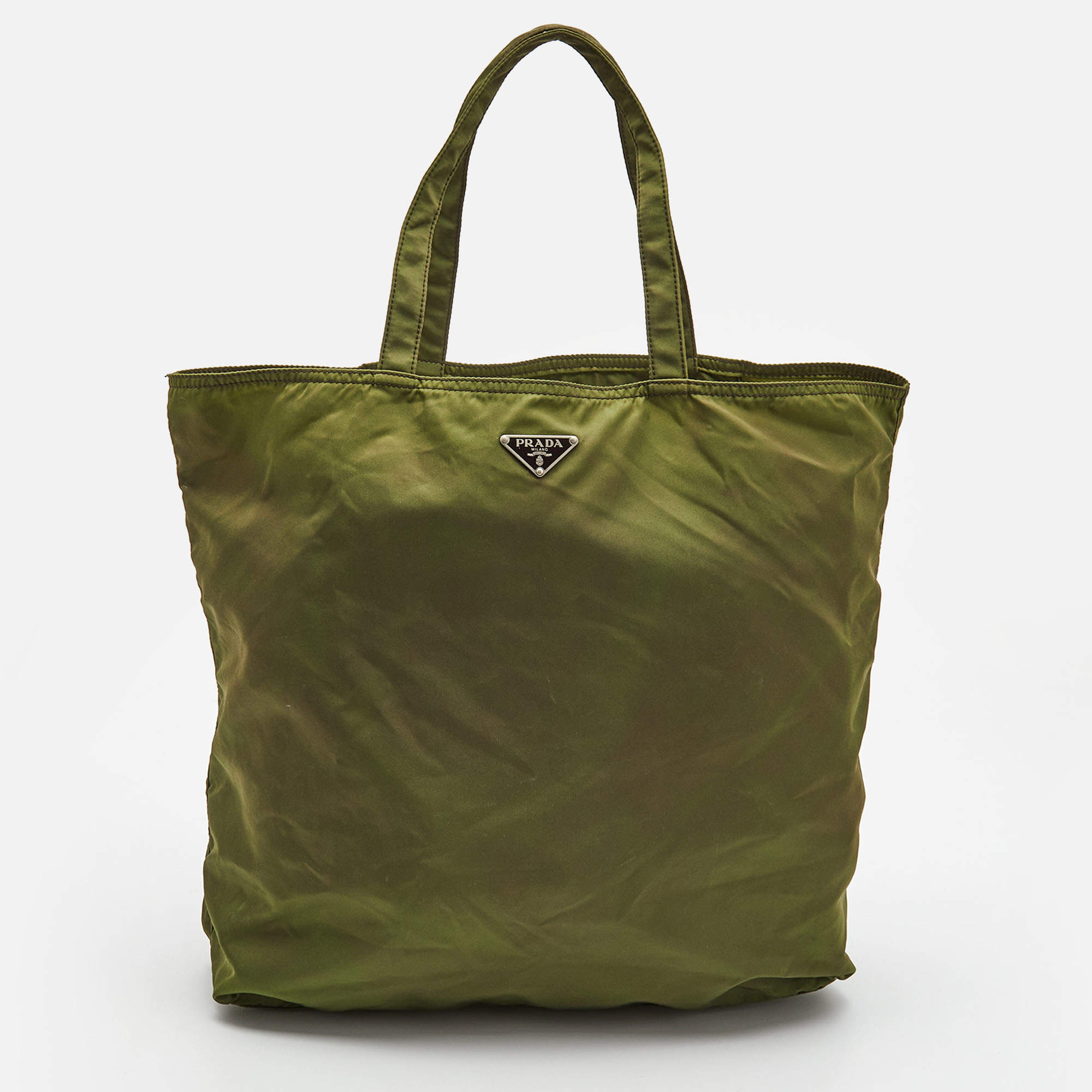 Prada, Nylon tote bag with embroidery. - Unique Designer Pieces