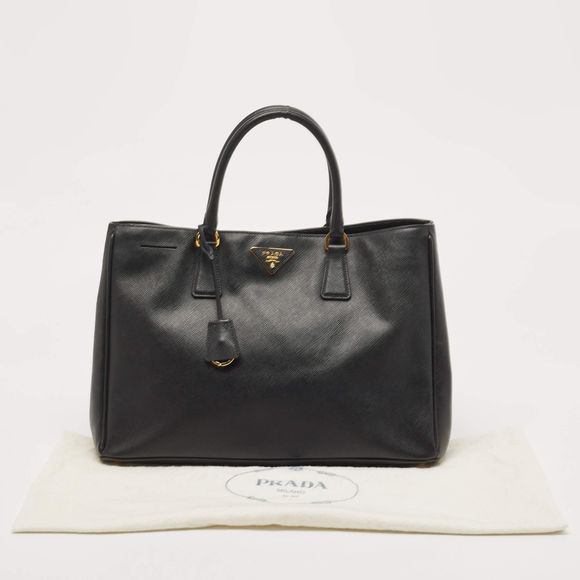 Galleria Saffiano Leather Tote in Black - Prada