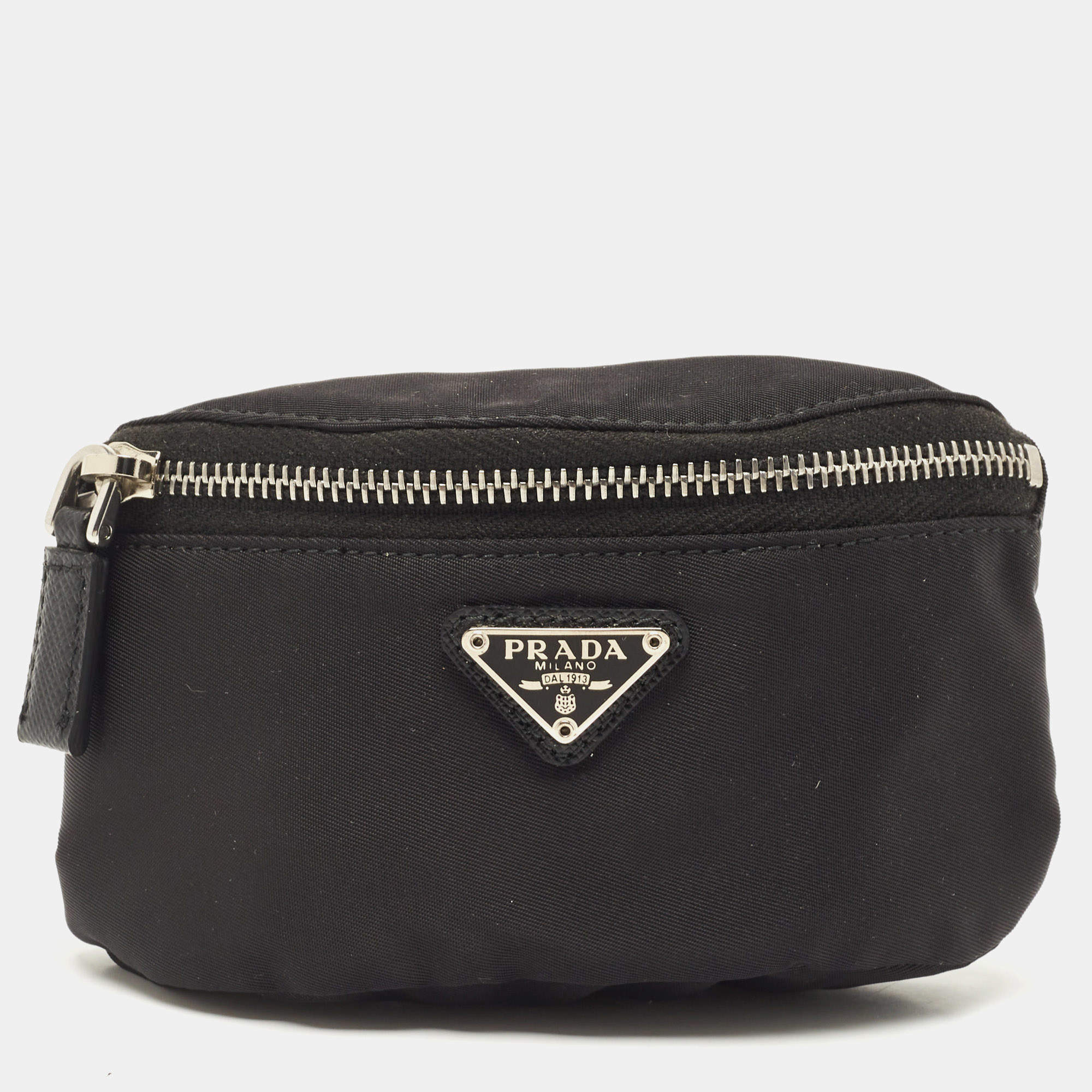 Pre Owned Prada Black Nylon Logo Wrist Pouch