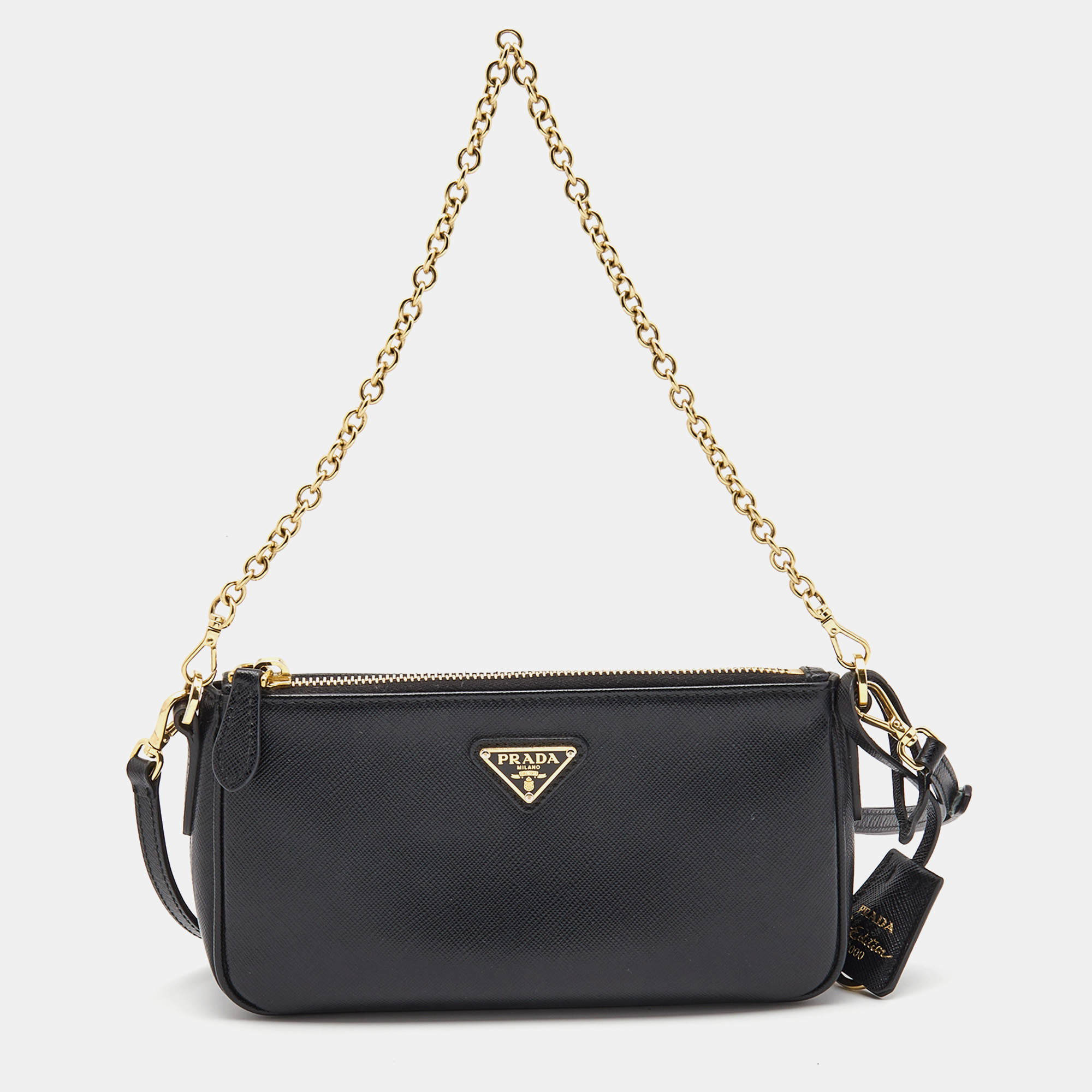 Prada Black Saffiano Lux Leather Re-Edition 2000 Shoulder Bag