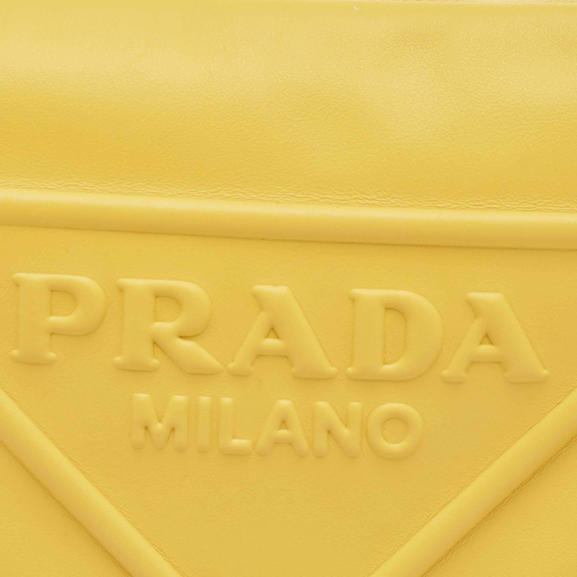 Prada Yellow/Black Leather Triangle Shoulder Bag Prada