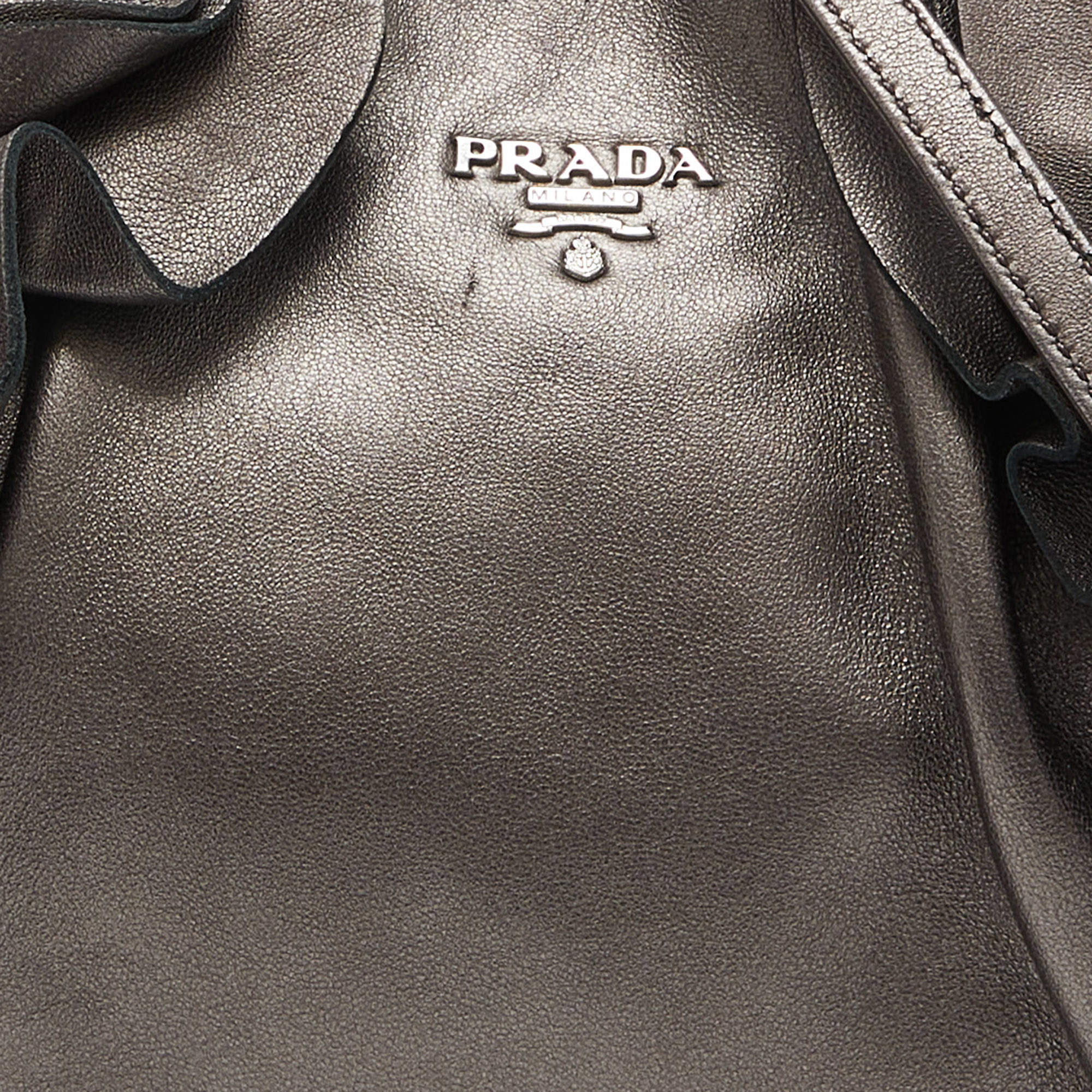 Prada Metallic Leather Ruffle Pochette Bag Prada