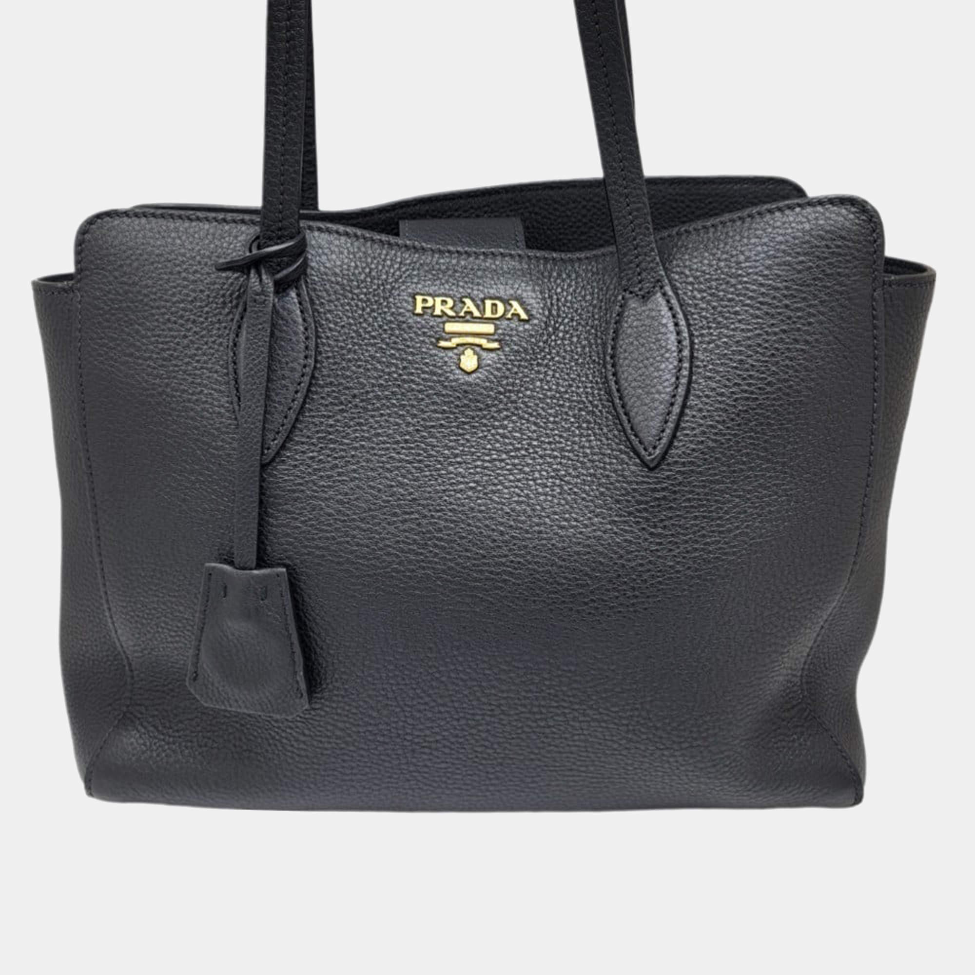 What's In My Bag - Prada Black Vitello Phenix Leather Handbag