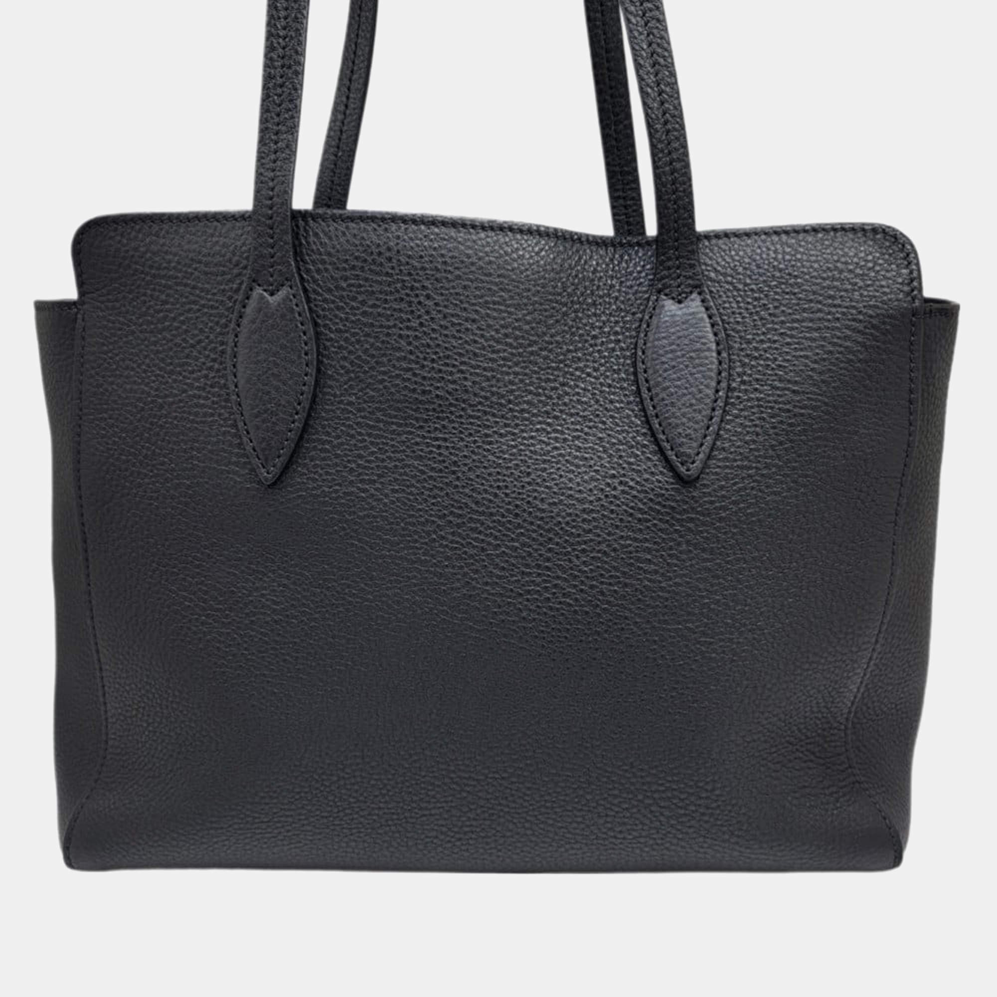 Prada Black Leather Vitello Phenix Tote Bag Prada