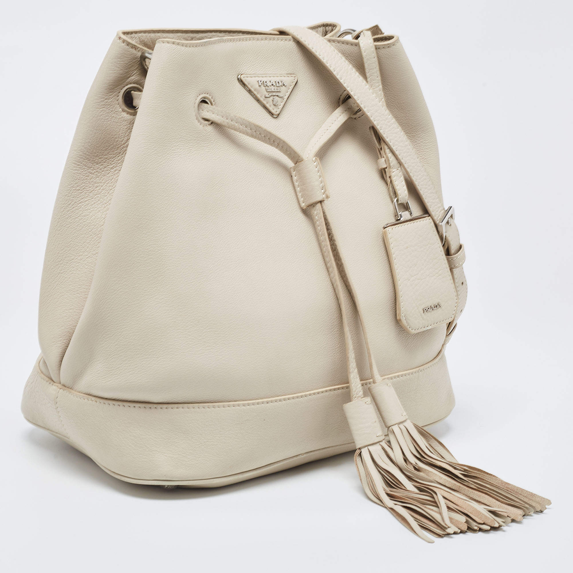 PRADA Leather Bucket & Drawstring Bags for Women