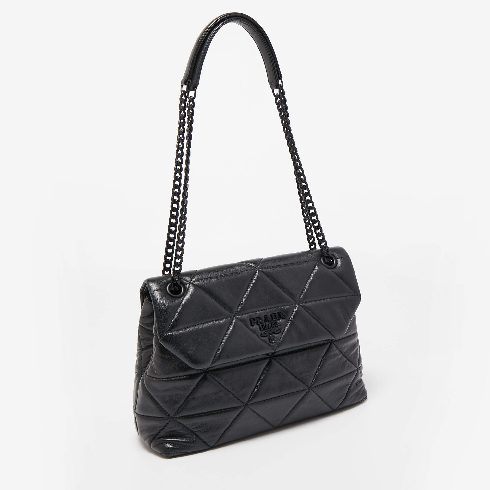 Prada Medium Spectrum Quilted Leather Shoulder Bag in Black