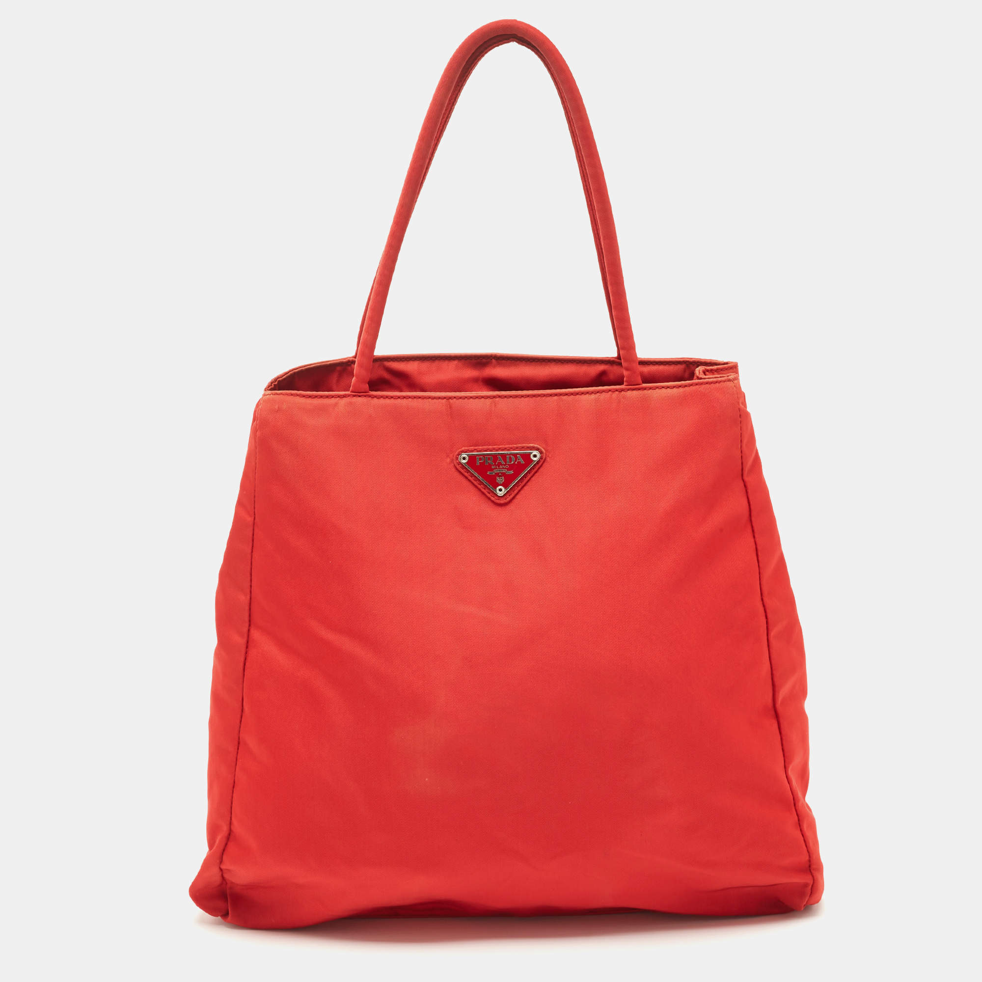 Pre Owned Prada Red Tessuto Nylon City Tote