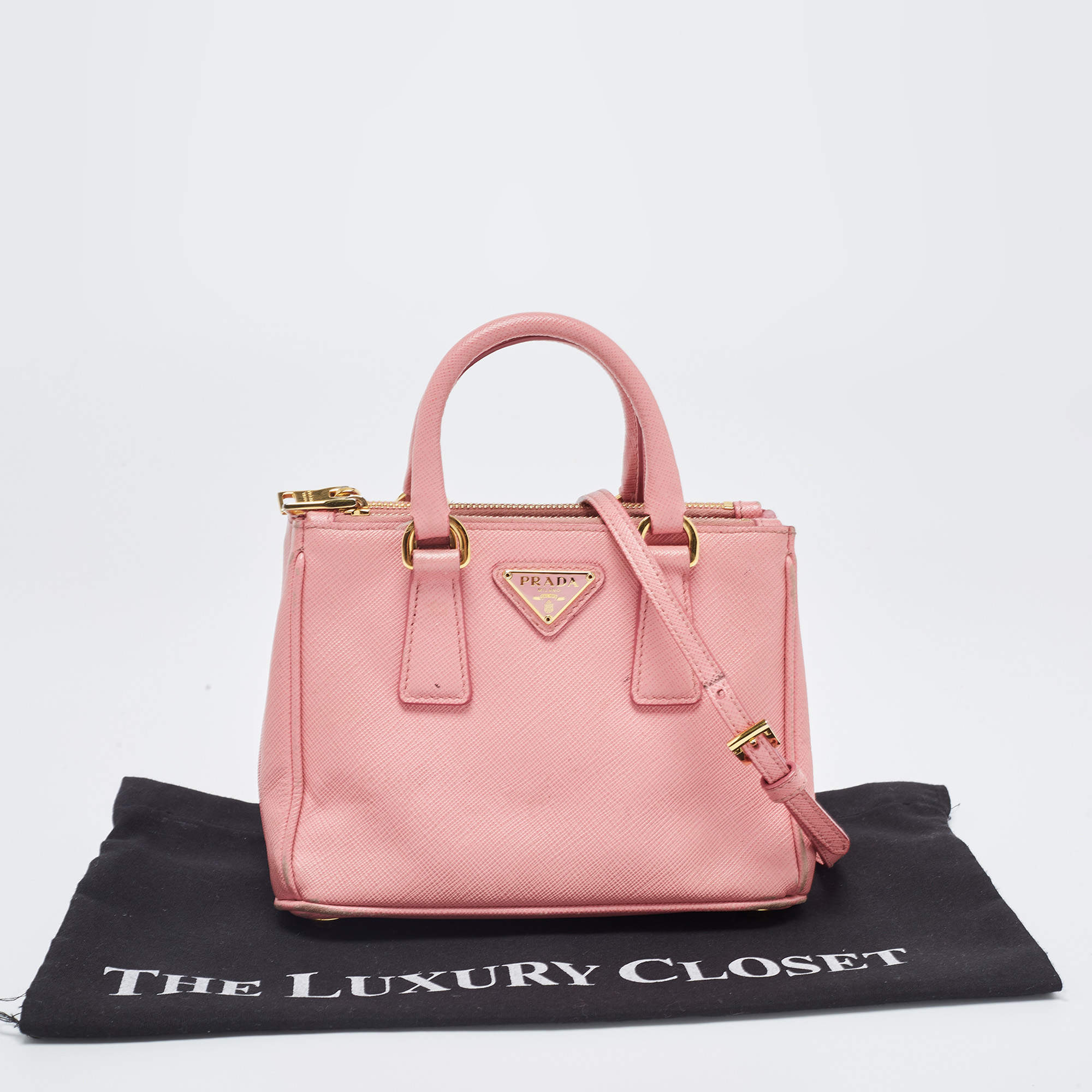 Prada Galleria leather micro bag for Women - Pink in UAE
