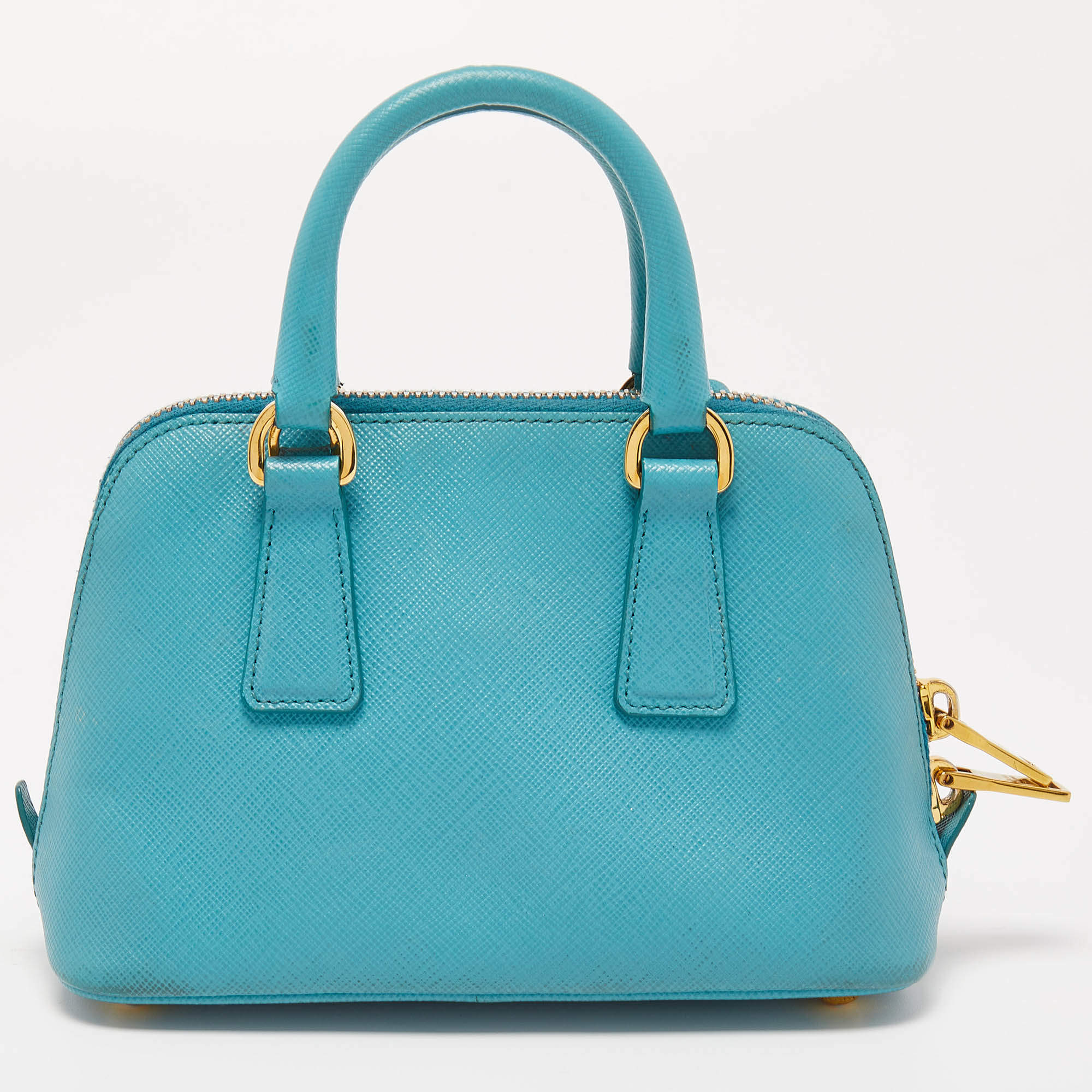 Prada Mini Promenade Teal Saffiano Leather Crossbody Bag