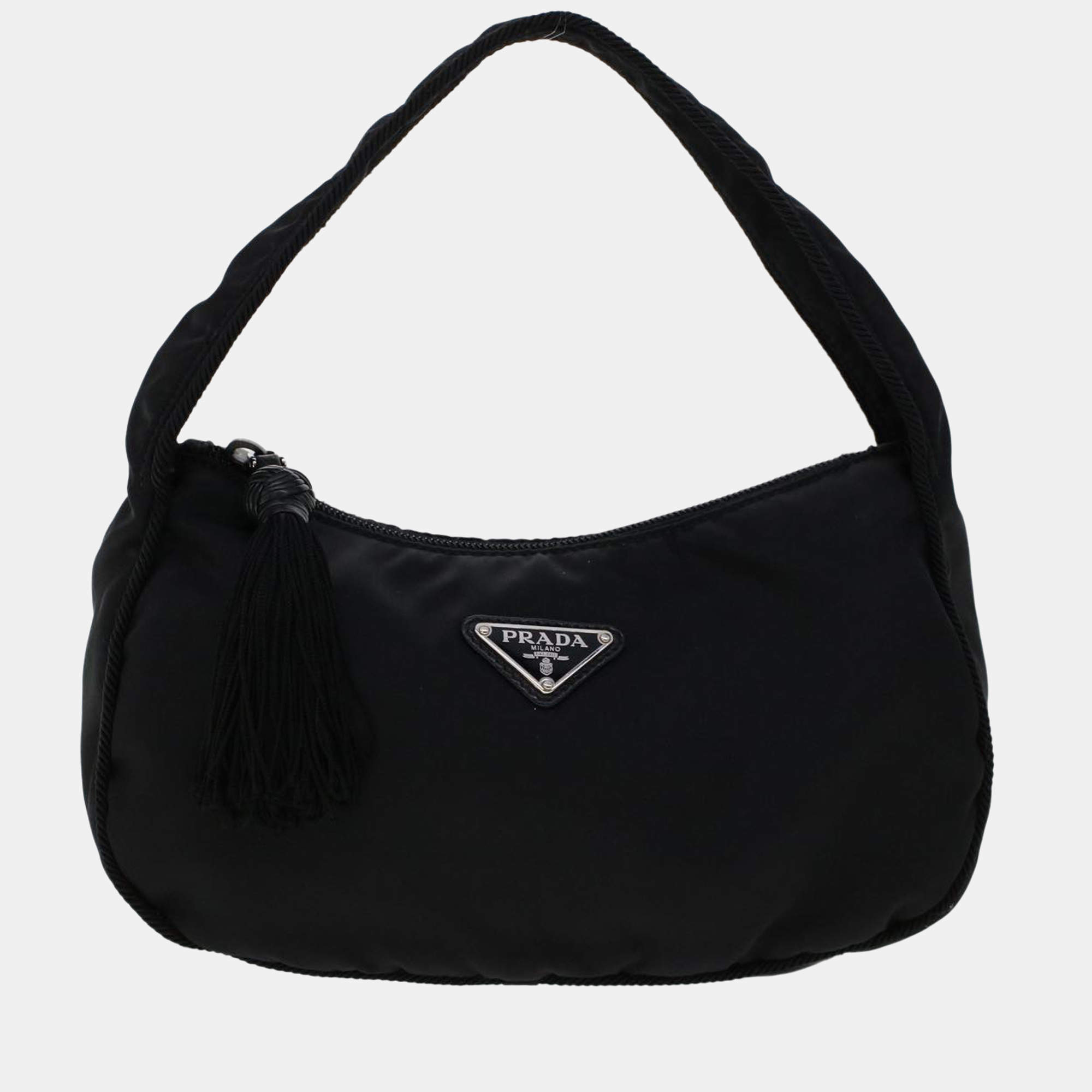 Prada Mini Hobo Black Nylon Shoulder Bag