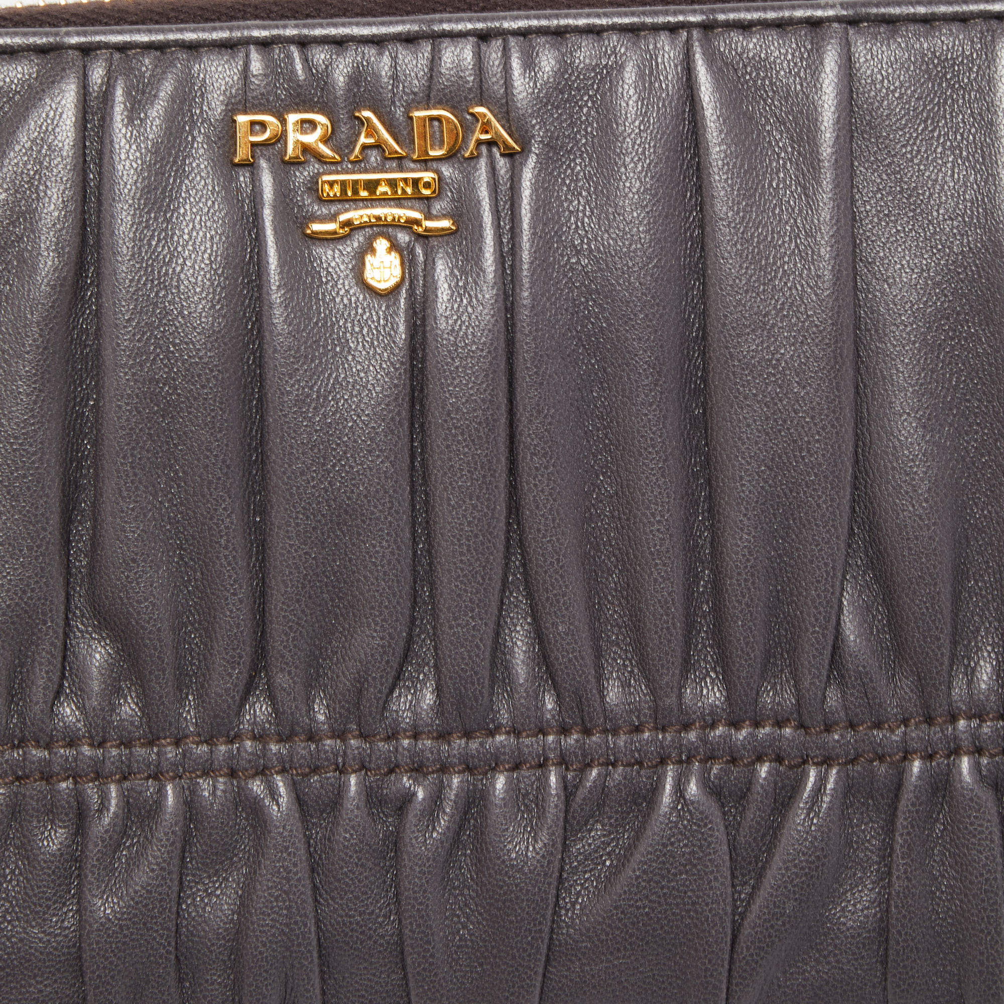 Prada Burgundy Nappa Gaufre Leather Clutch Prada