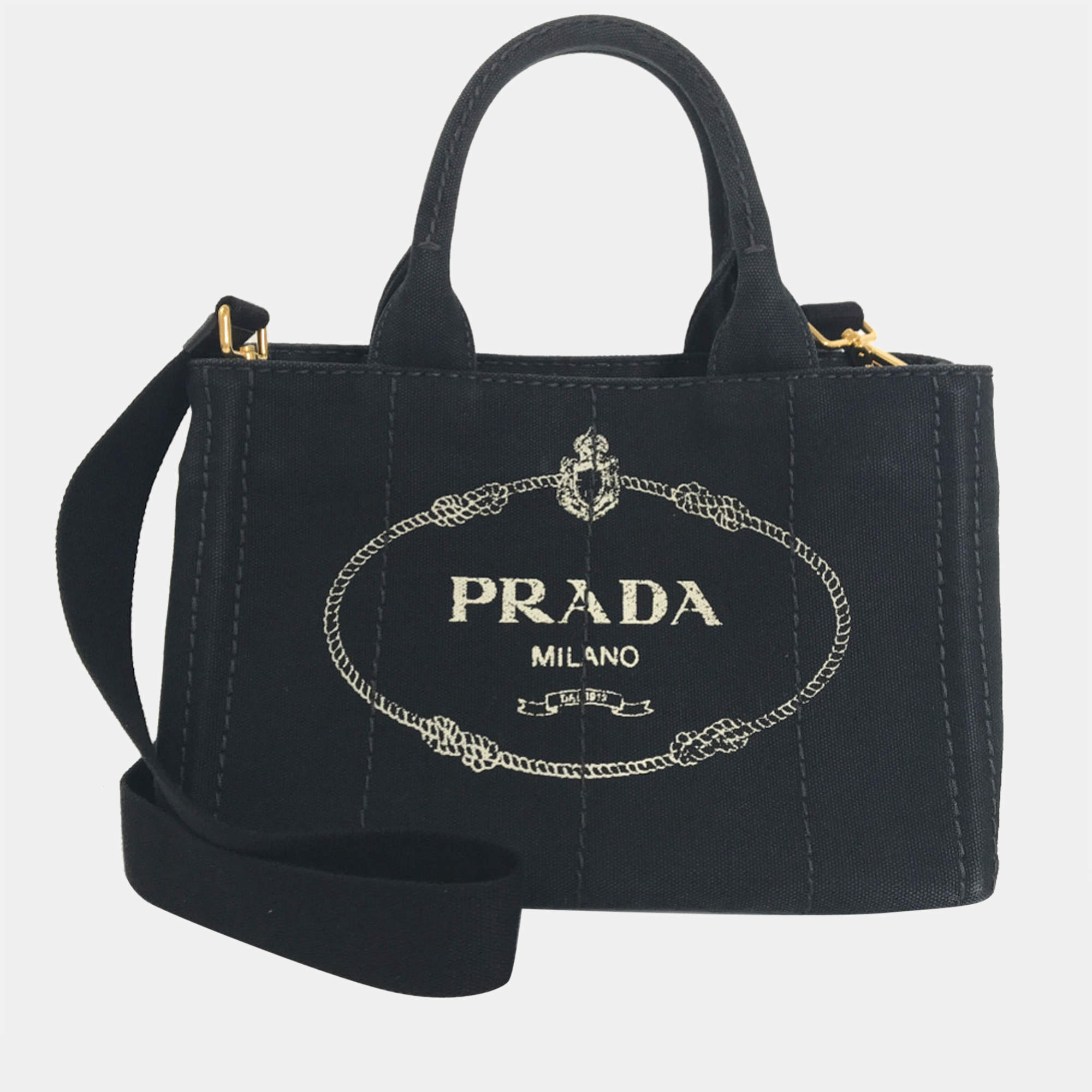 Prada Black Canvas Canapa Logo Tote Bag Tote Bag Prada | TLC