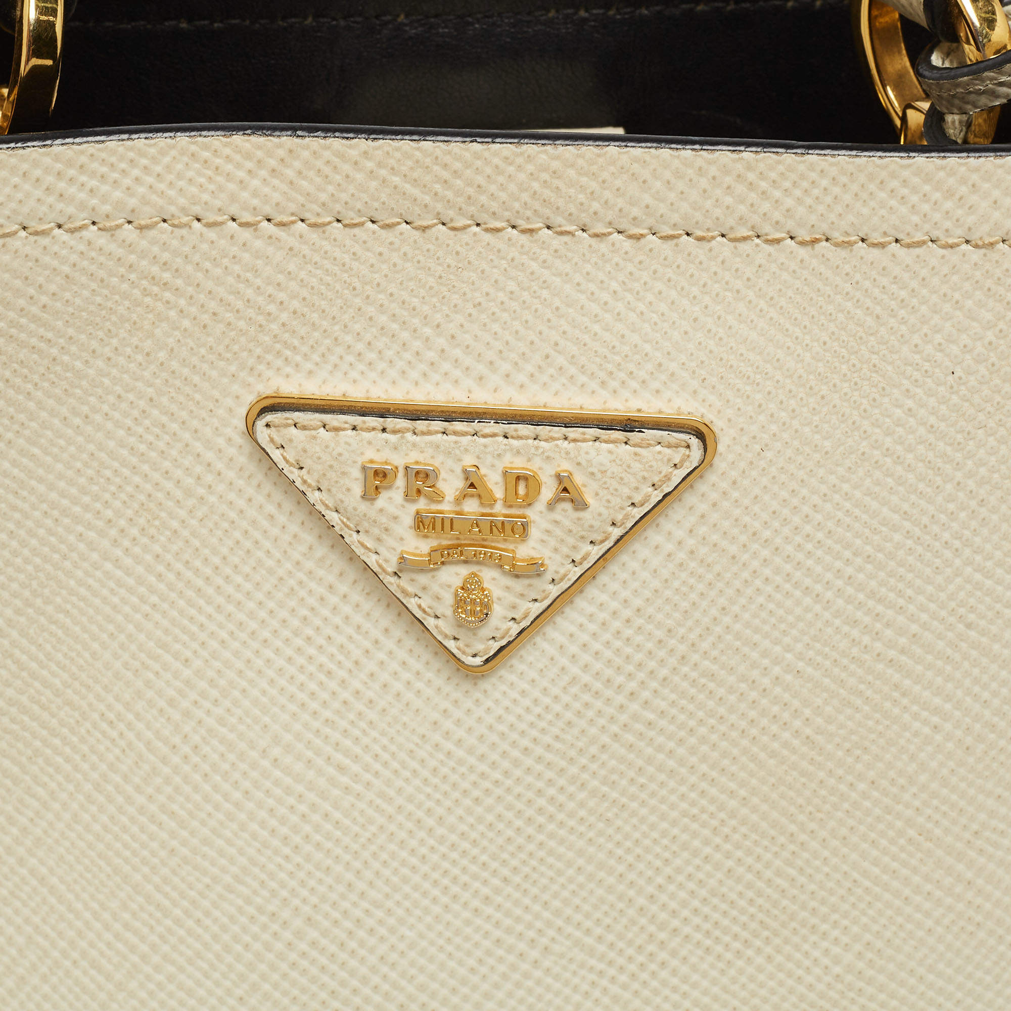 Prada Cream Saffiano Leather Small Panier Bag Prada