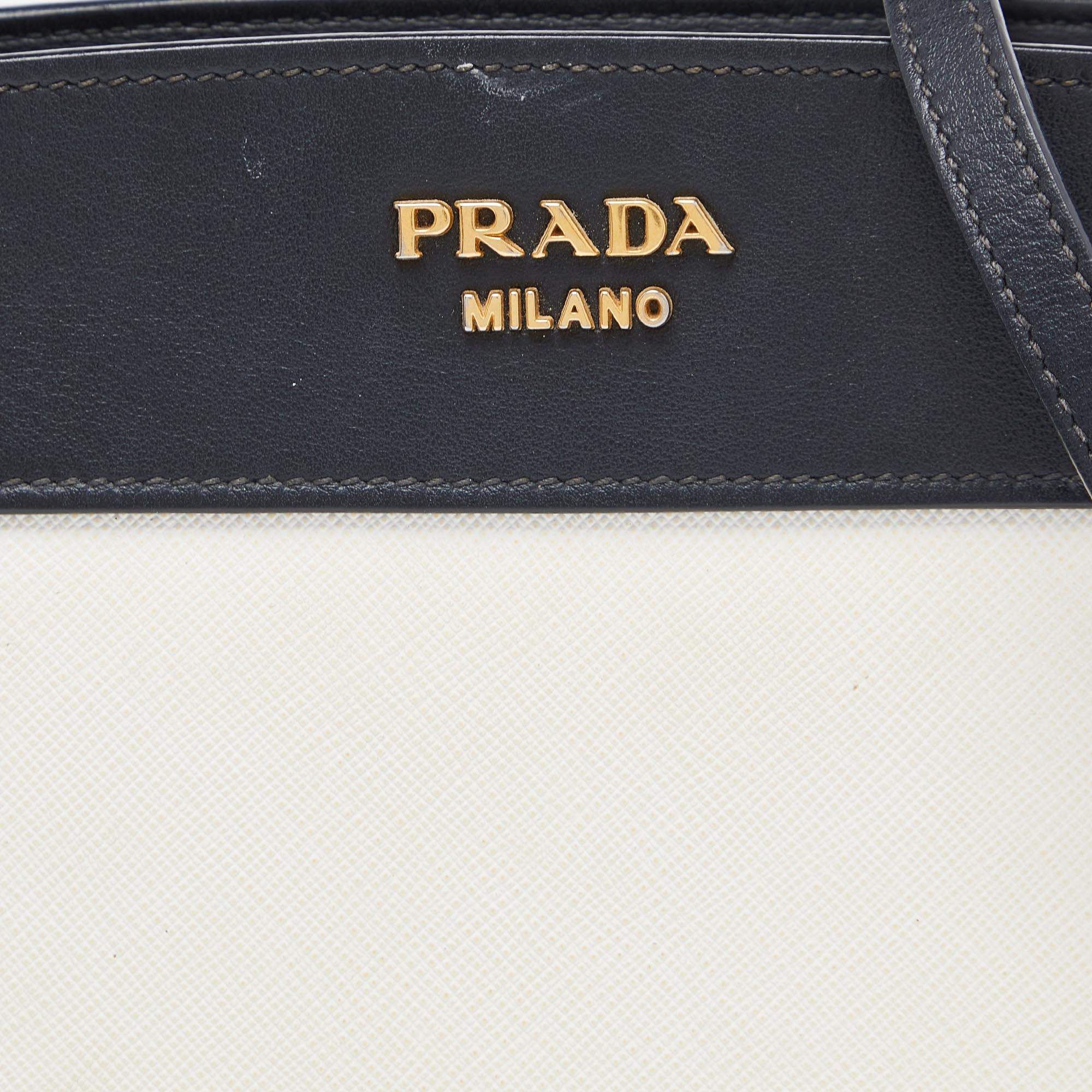 Prada Off White/Black Esplanade Saffiano Crossbody Bag Prada