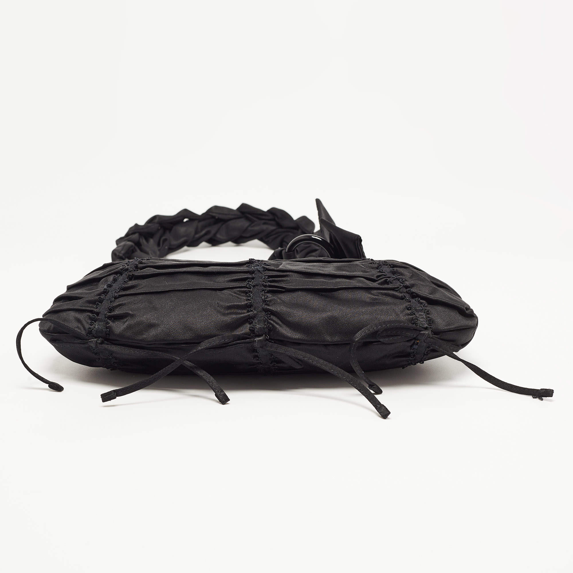 Prada Black Ruffles Bow Baguette Bag