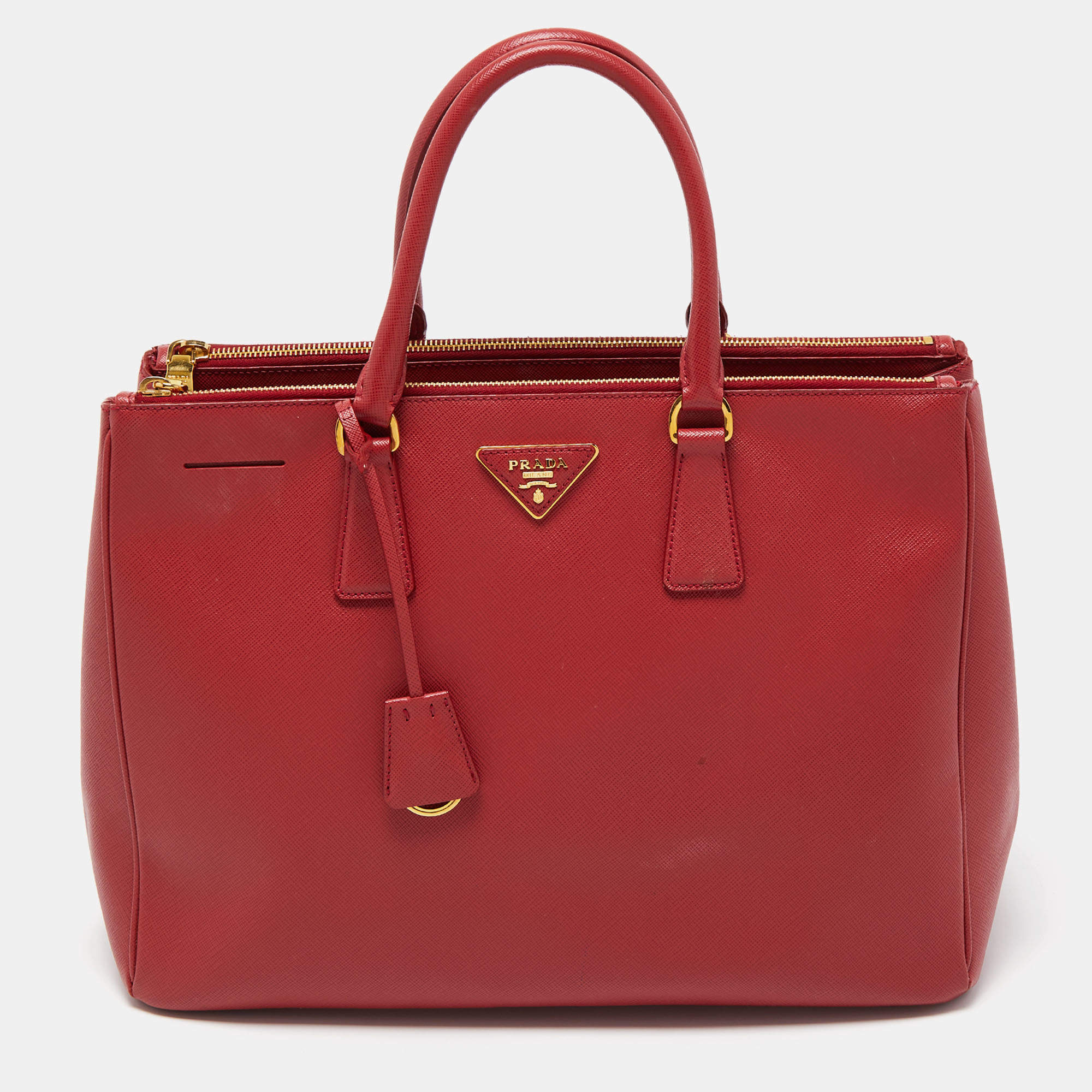 Prada Red Saffiano Leather Large Galleria Tote Bag