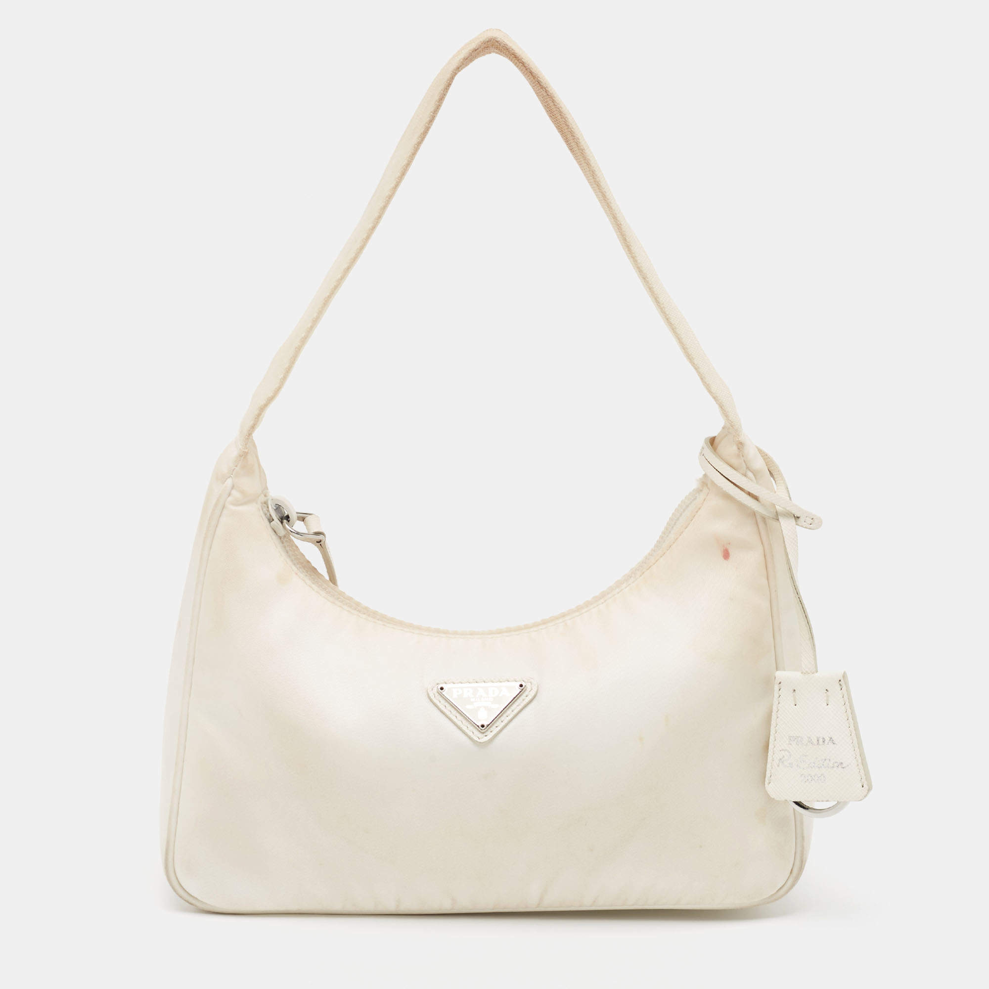 Pre Owned Prada White Nylon Mini Re-Edition 2000 Shoulder Bag