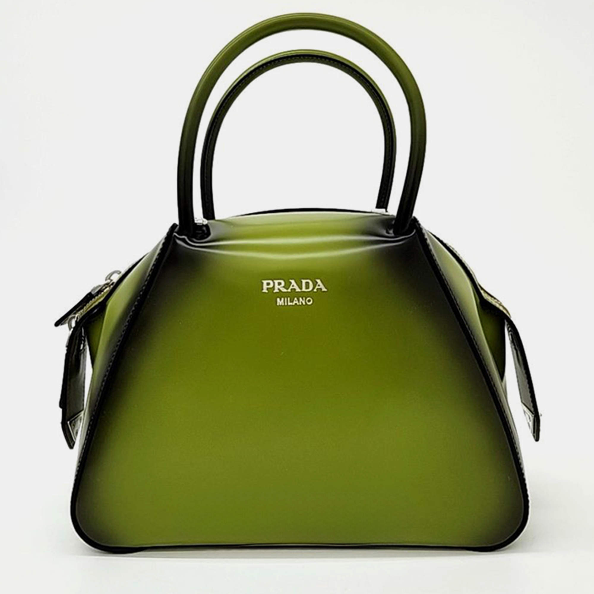 トートバッグ PRADA Green Leather Shoulder Bag luxury-women-prada-used-
