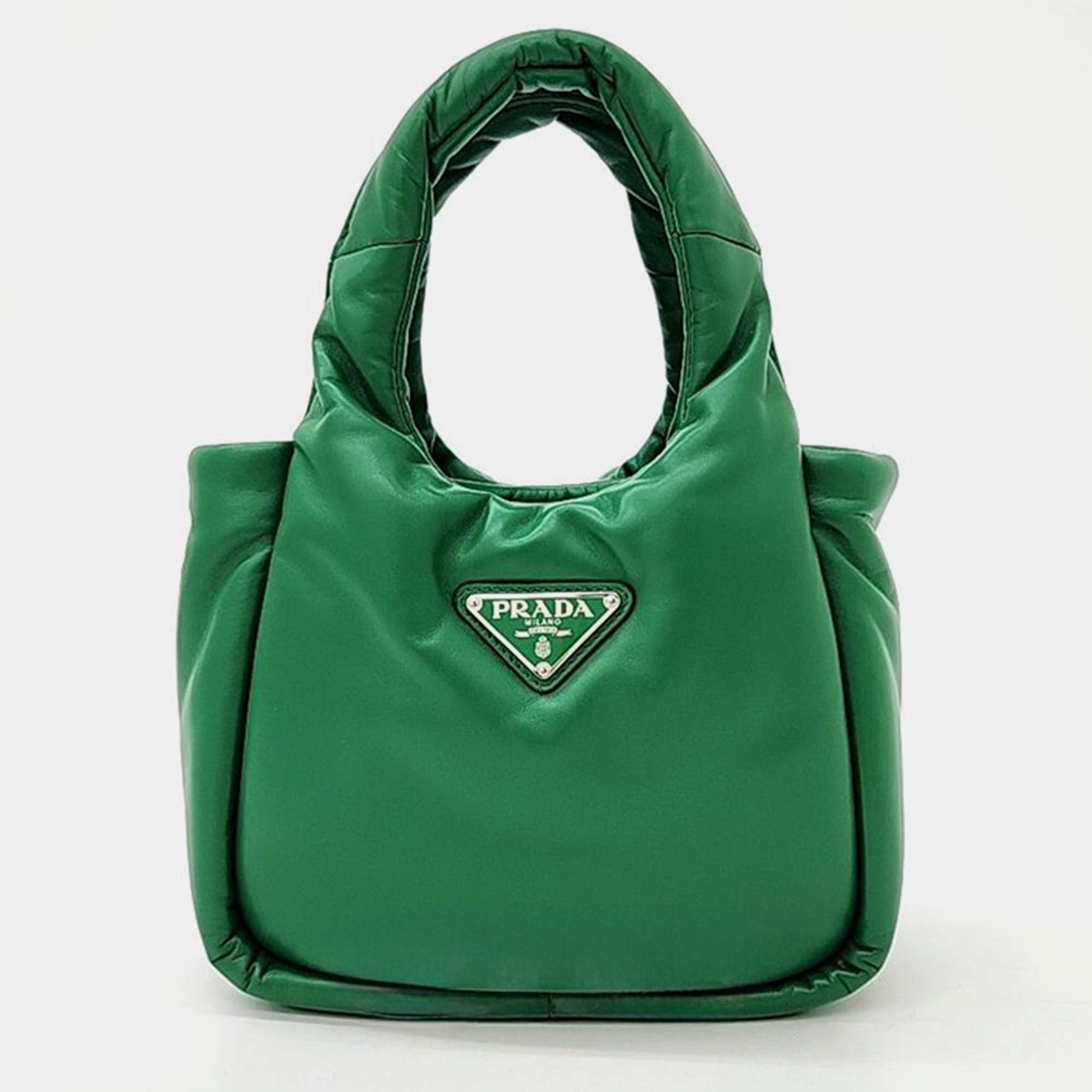 Prada Green padded soft nappa small tote bag Prada TLC