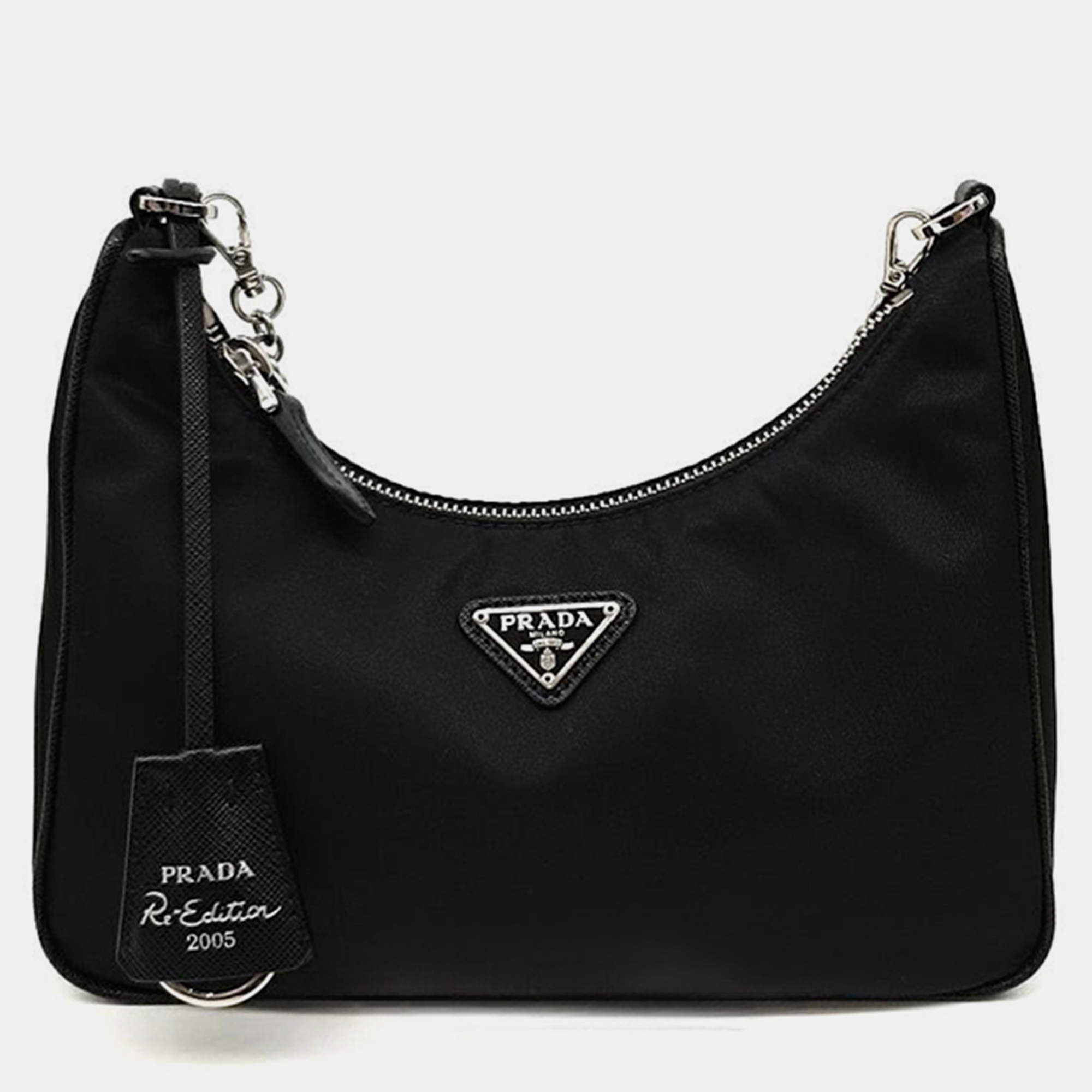 Pre Owned Prada Tesuto Chain Strap Hobo Bag