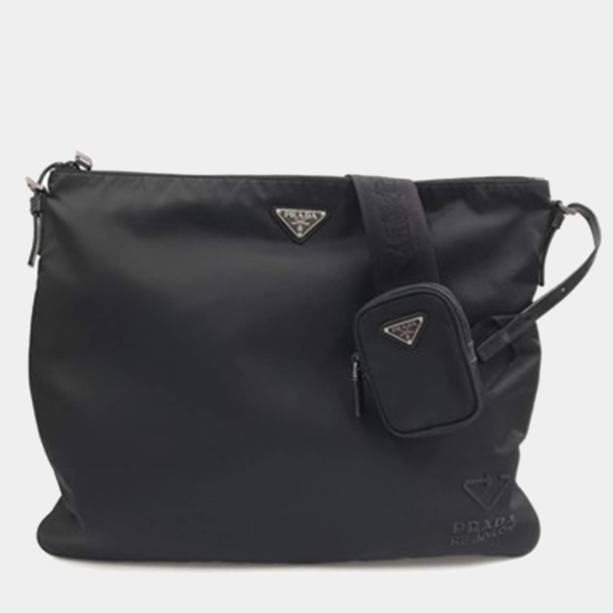 Black Medium Prada Brique Saffiano Leather Bag | PRADA