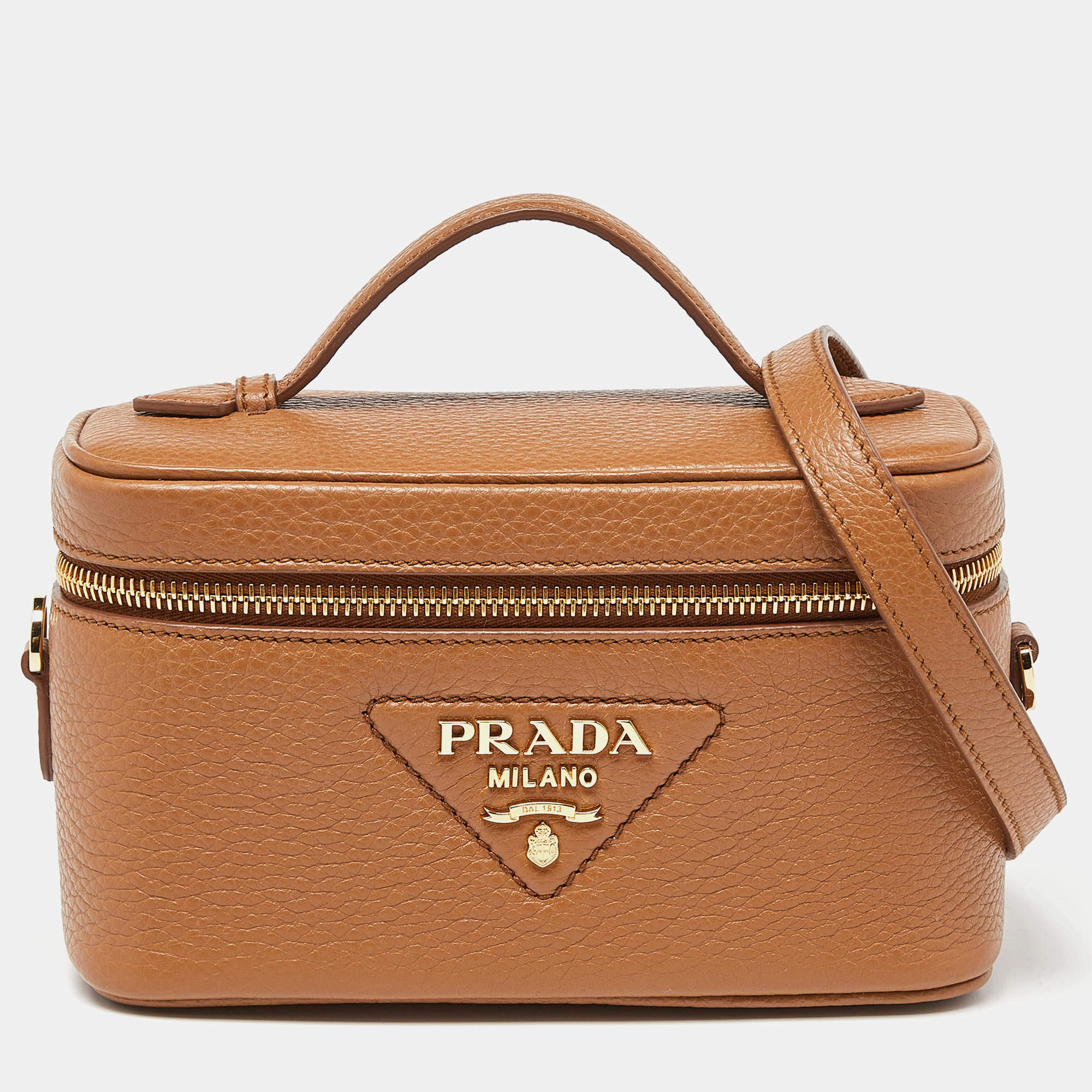バッグ PRADA leather mini hand bag brown PRADA leather mini hand bag brown