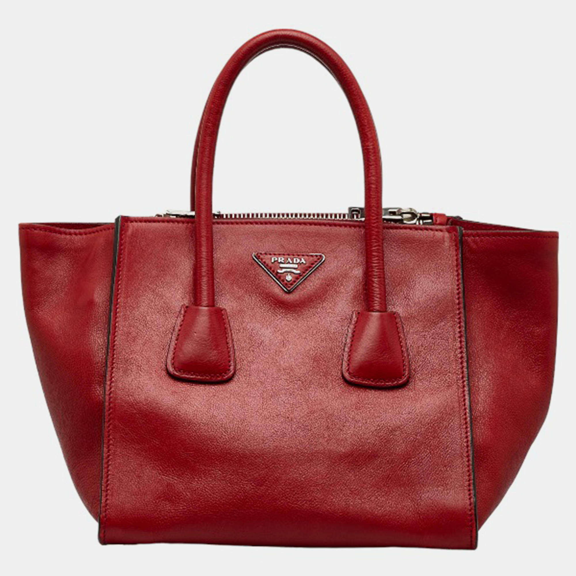 Prada Red Twin Pocket Tote Bag