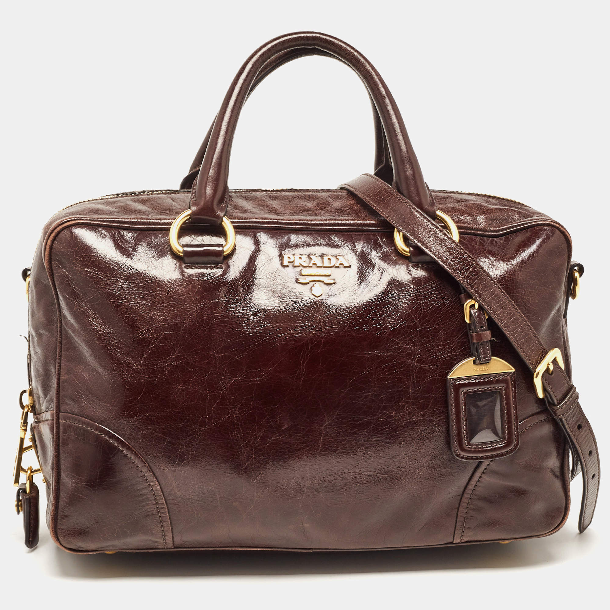 مملوكة مسبقًا Prada Dark Brown Leather East/West Bag