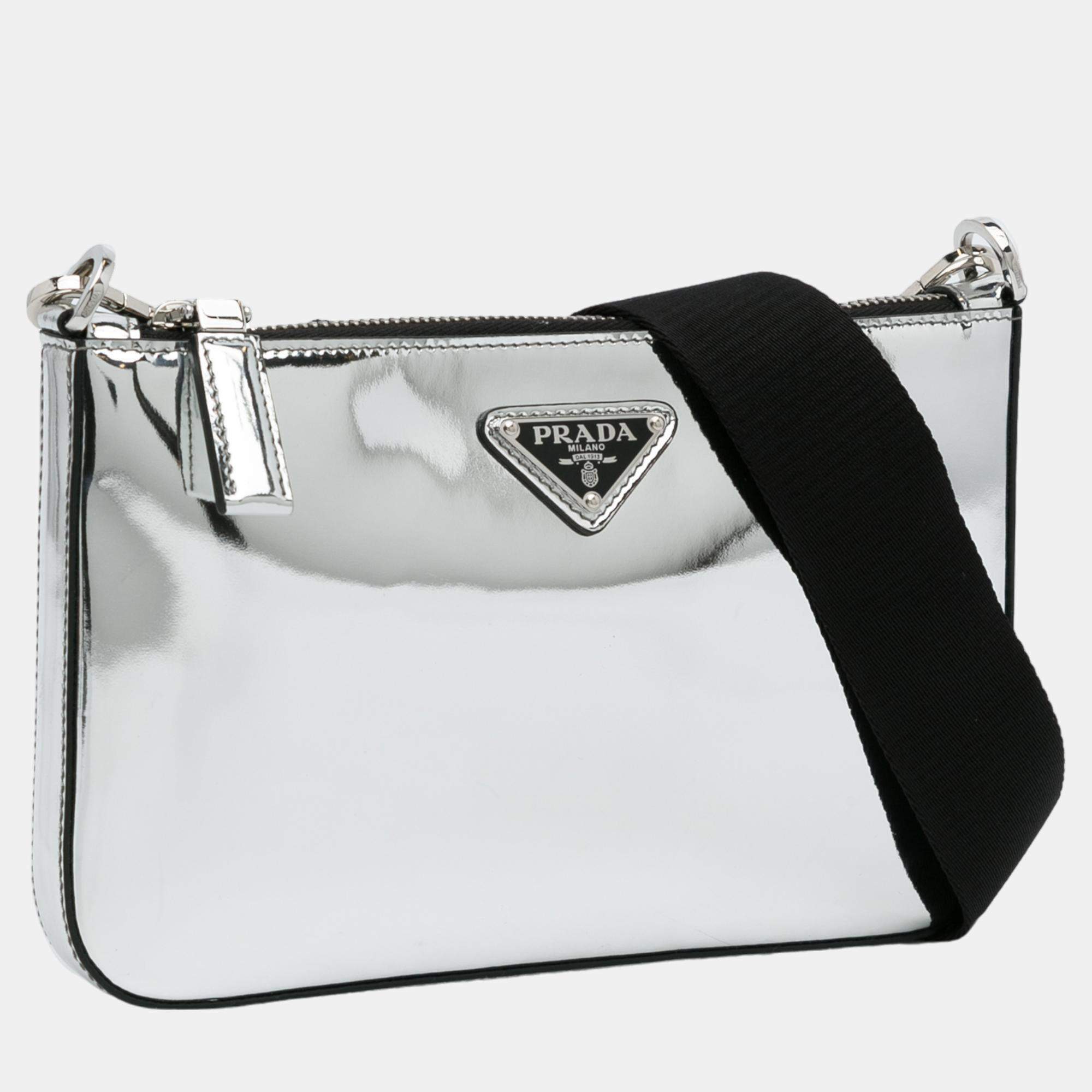 Prada silver crossbody bag sale