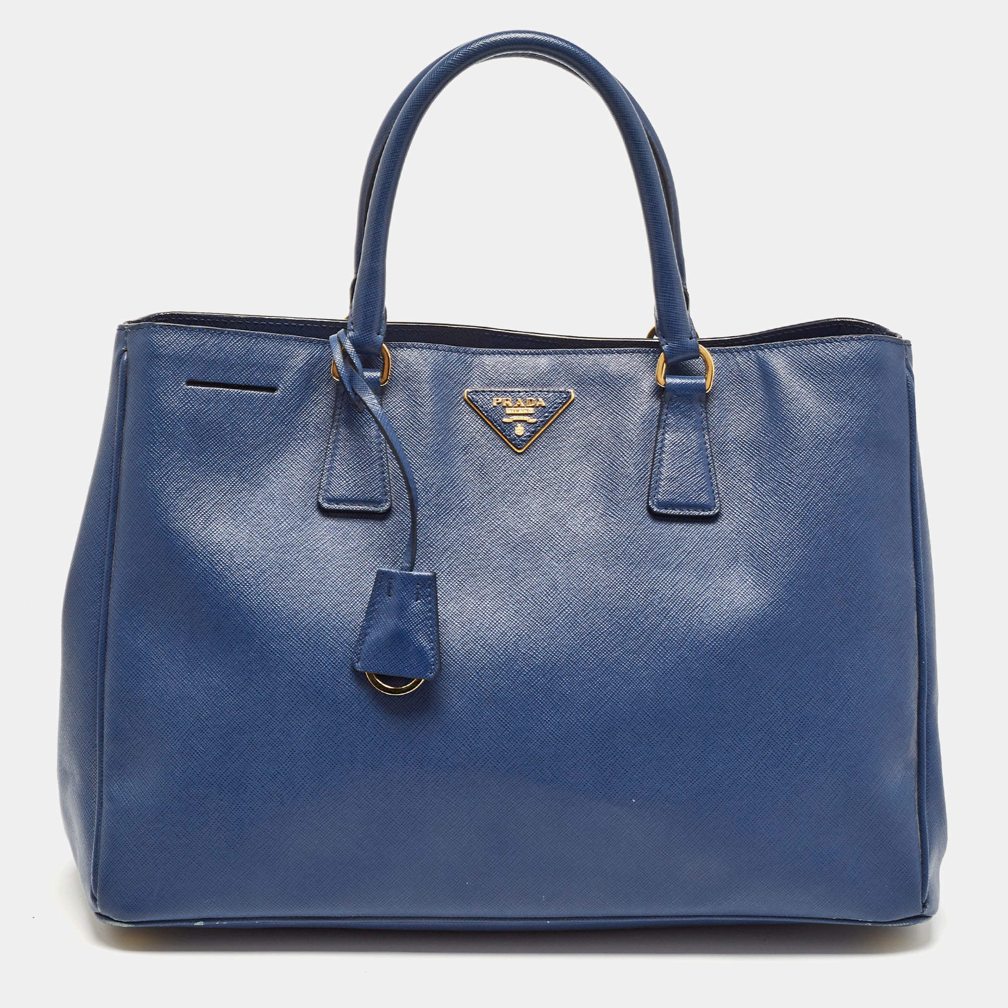 Pre Owned Prada Blue Saffiano Leather Large Gardener's Tote