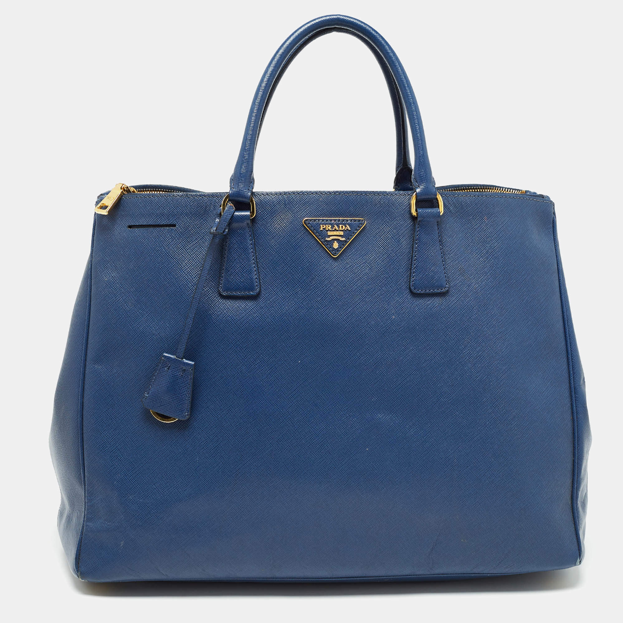 Pre Owned Prada Blue Saffiano Leather Large Galleria Tote
