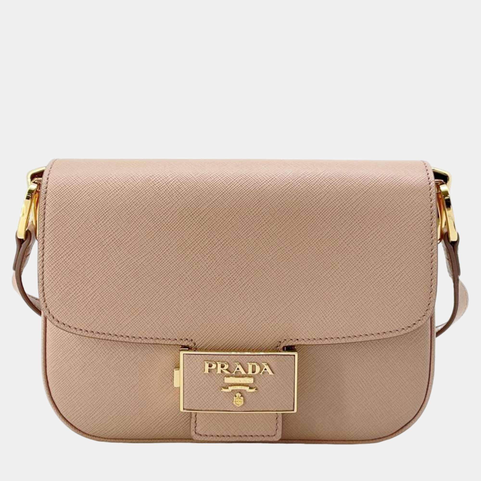 Prada  Saffiano Leather Emblème Shoulder Bag