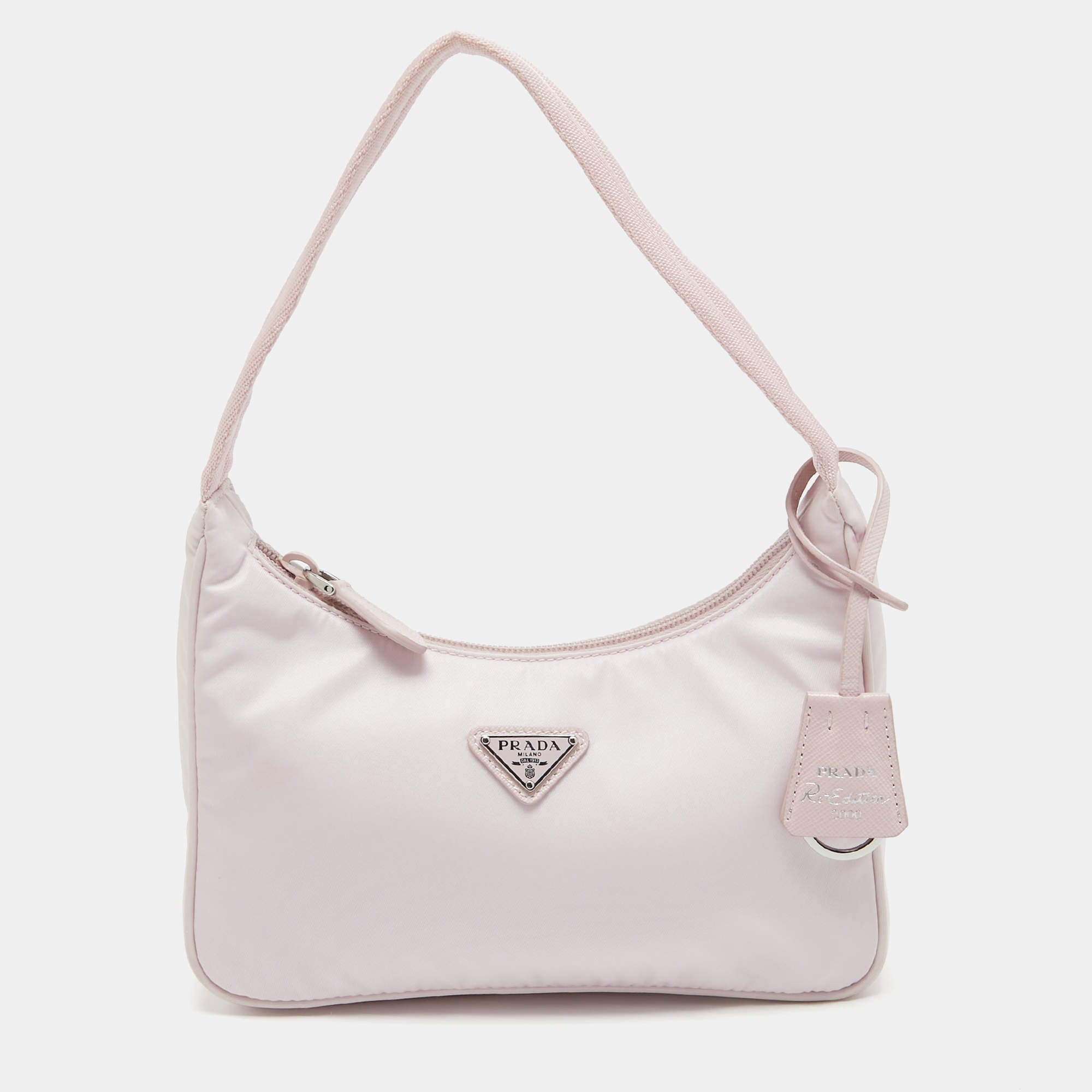 Pre Owned Prada Pink Nylon Mini Re-Edition 2000 Shoulder Bag