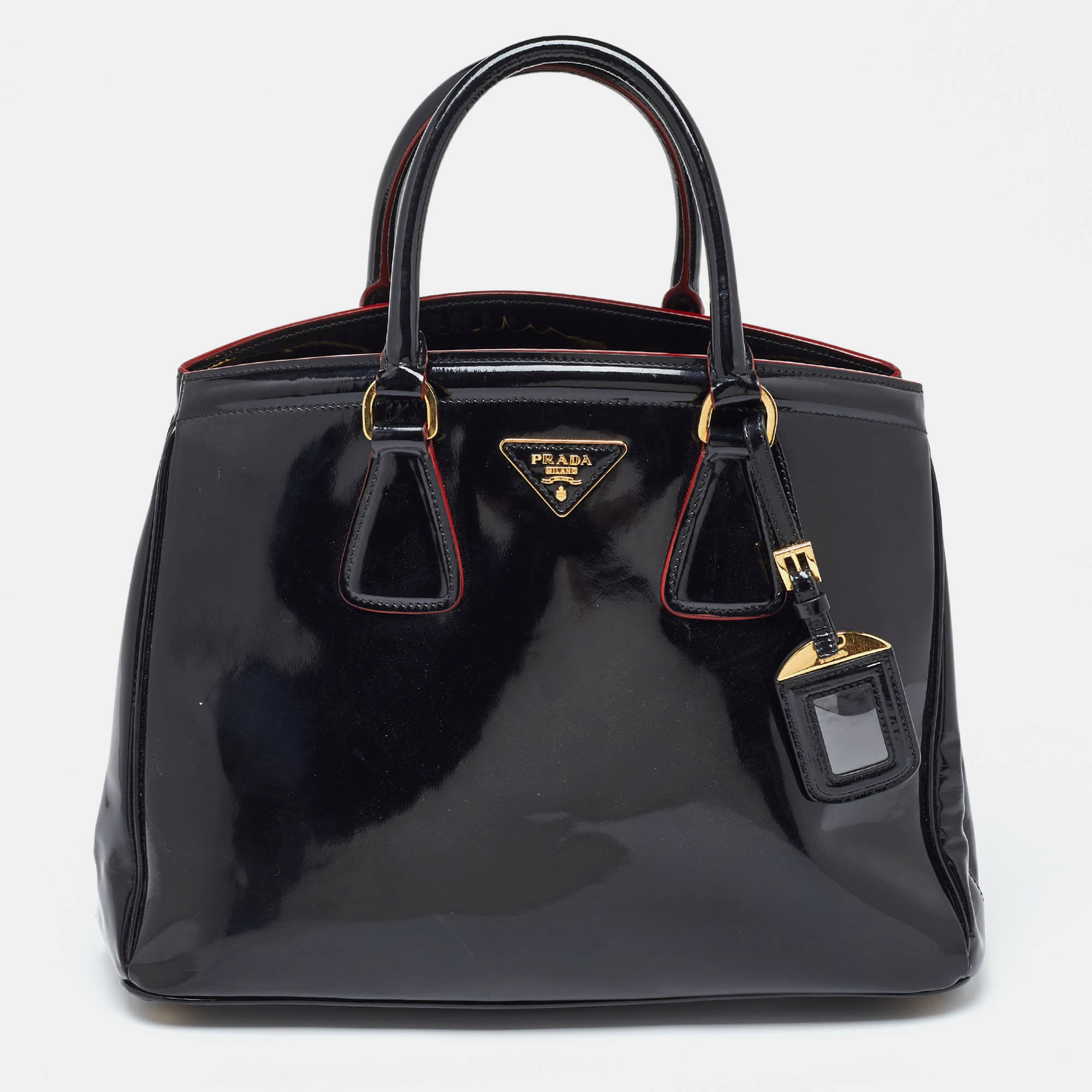 Pre Owned Prada Black Spazzolato Leather Parabole Tote