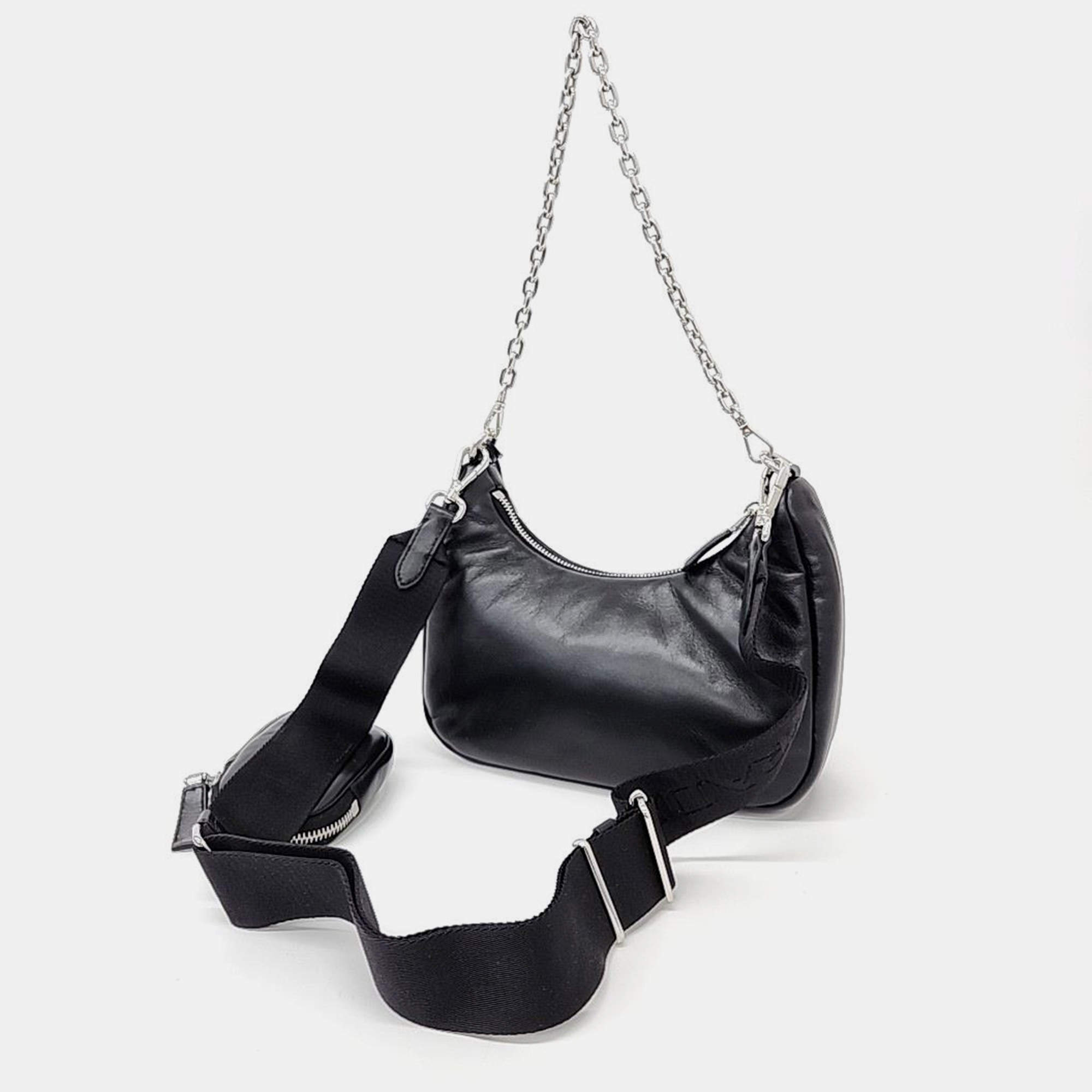 Prada Black Leather Chain Hobo Bag Prada TLC