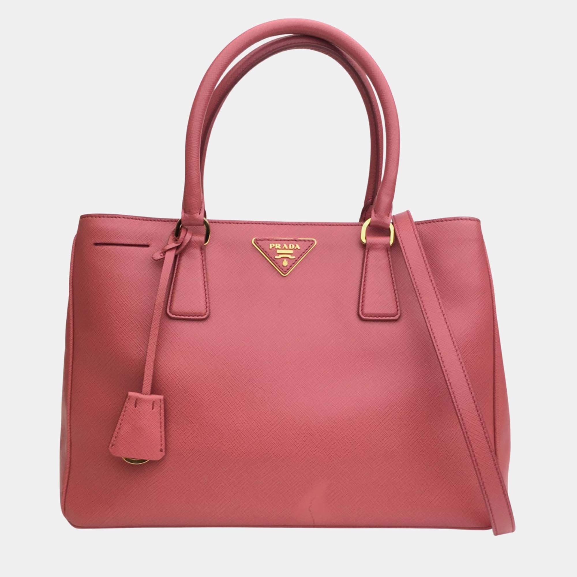 Prada Red Leather Medium Galleria Totes