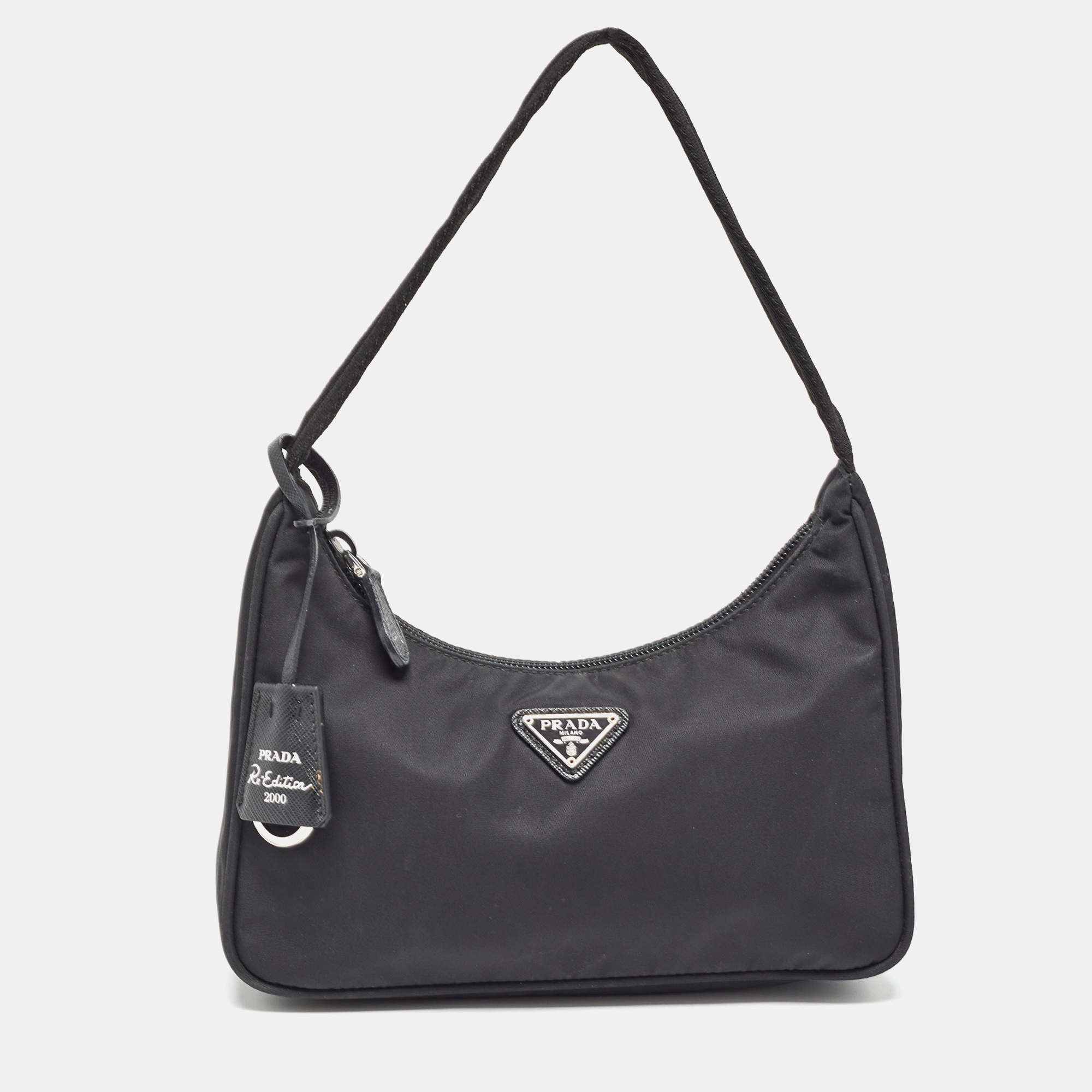 Prada Black Nylon Re-Edition 2000 Baguette Bag