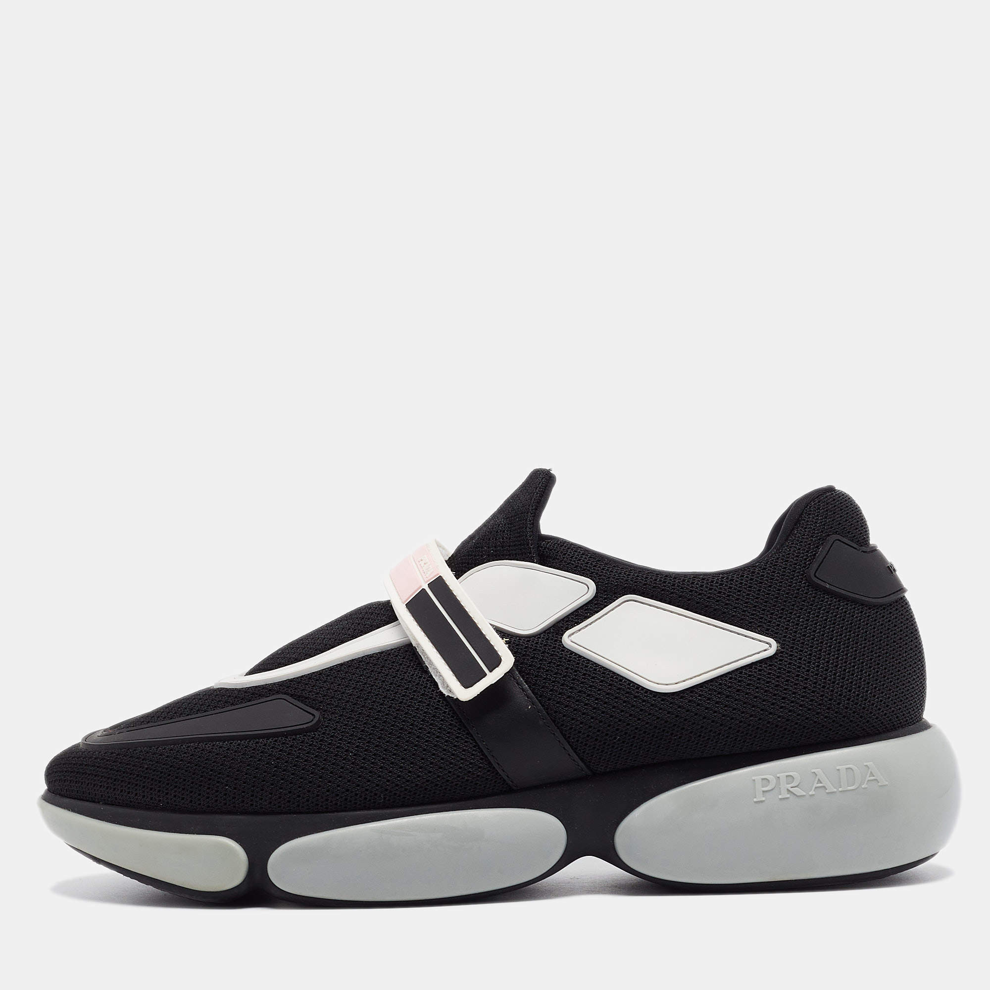 Prada Black Mesh and Leather Cloudbust Sneakers Size 38.5