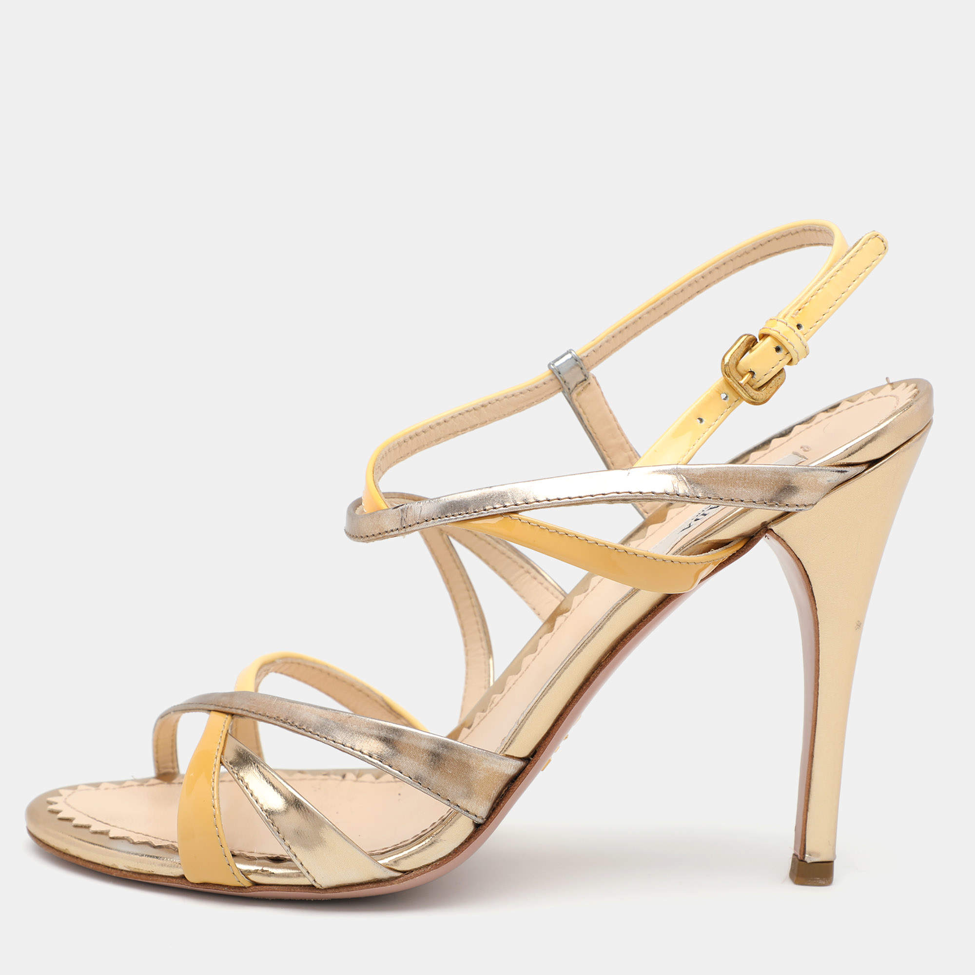 Prada Multicolor Patent and Leather Strappy Sandals Size 36.5