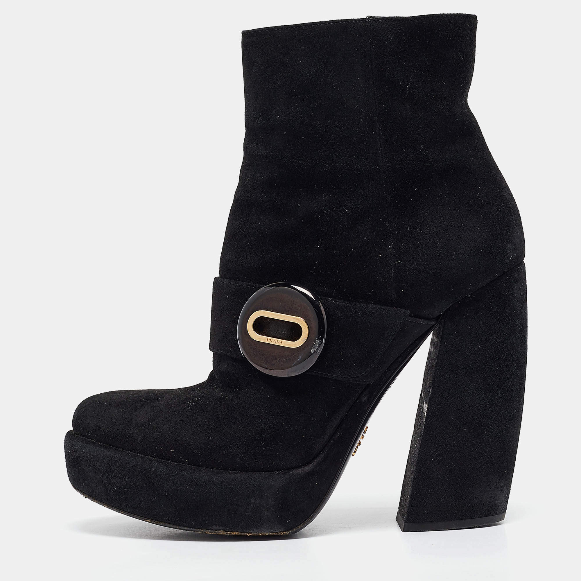 Prada black suede boots online