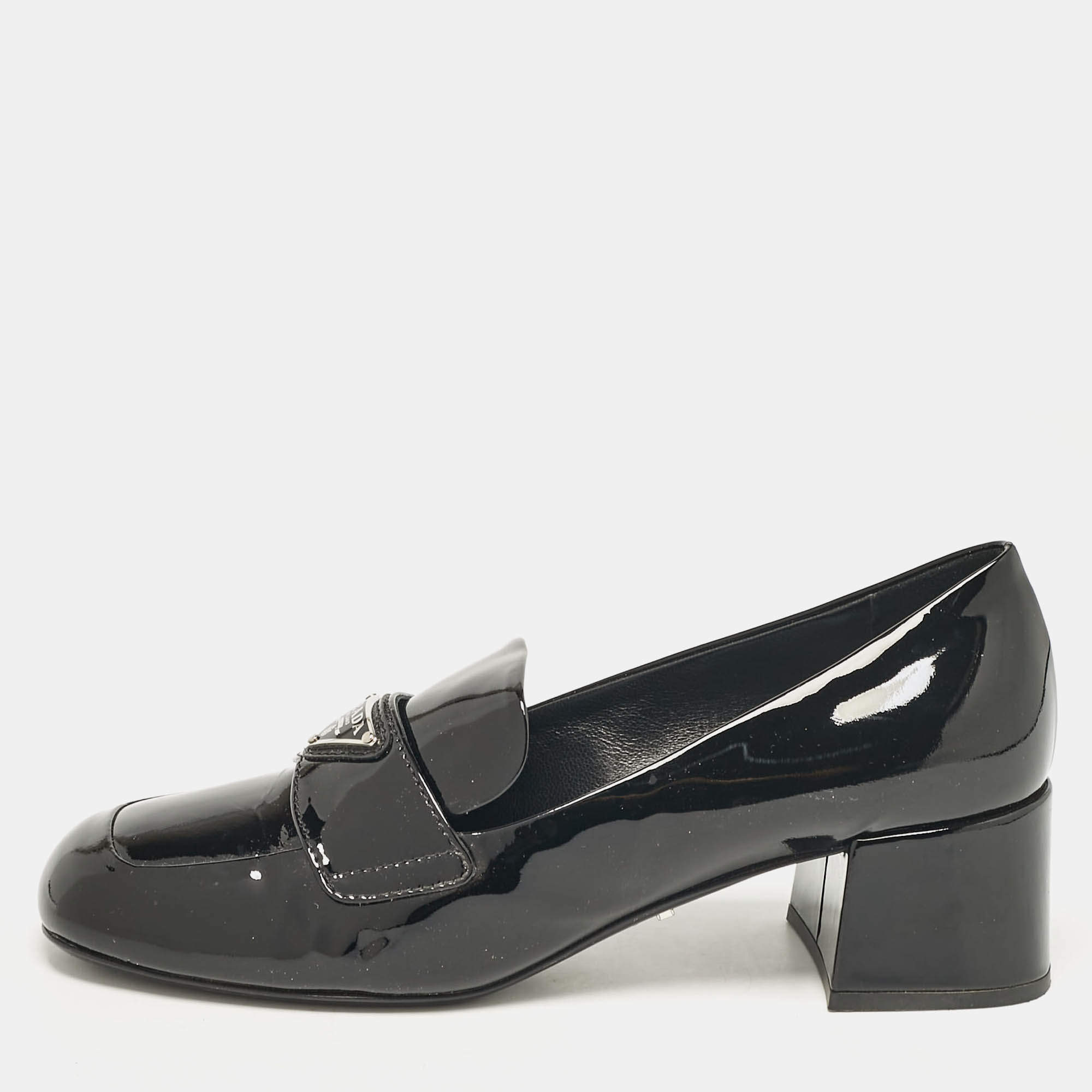 Prada Black Patent Leather Loafer Pumps Size 36 