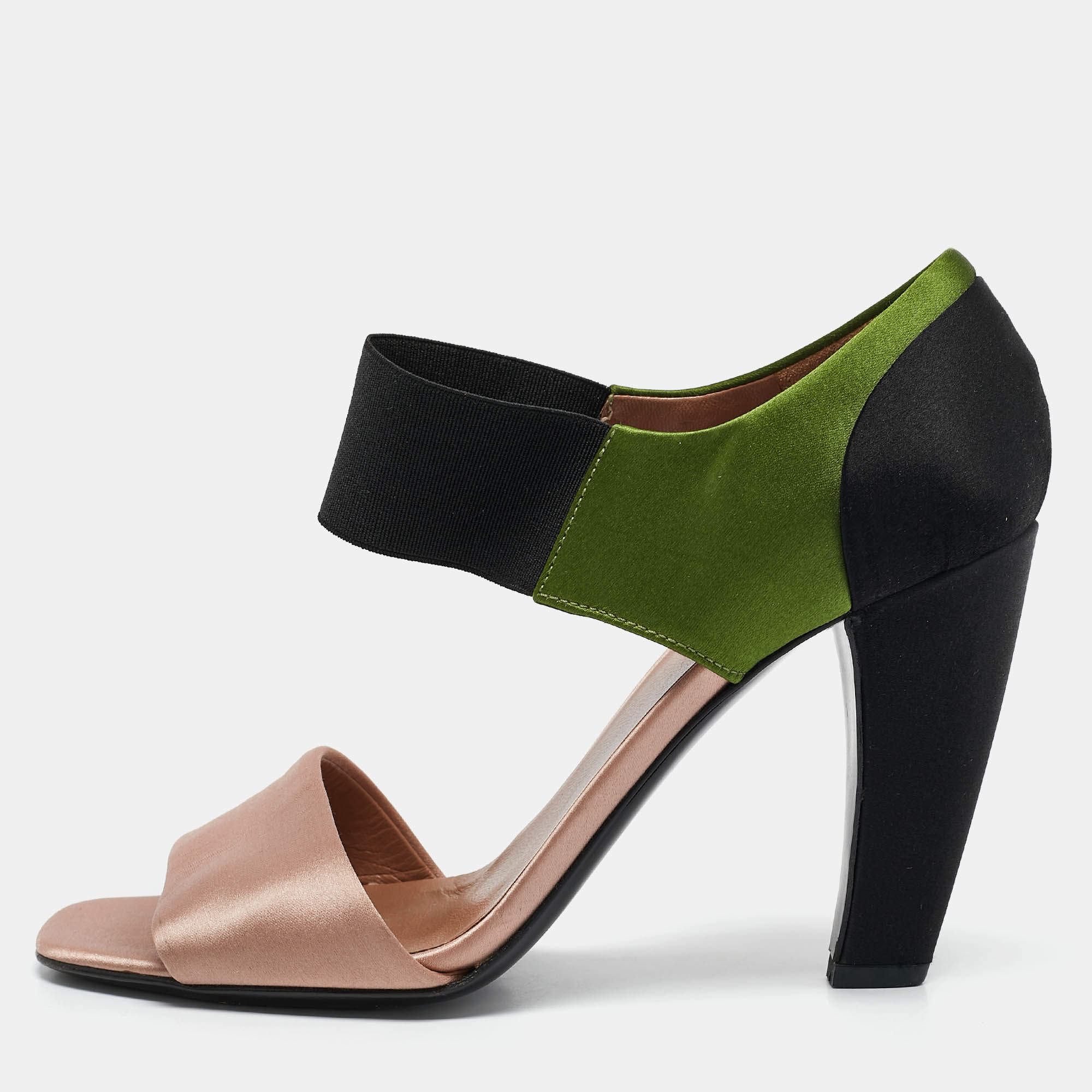 Prada Multicolor Satin Ankle Strap Sandals Size 38.5